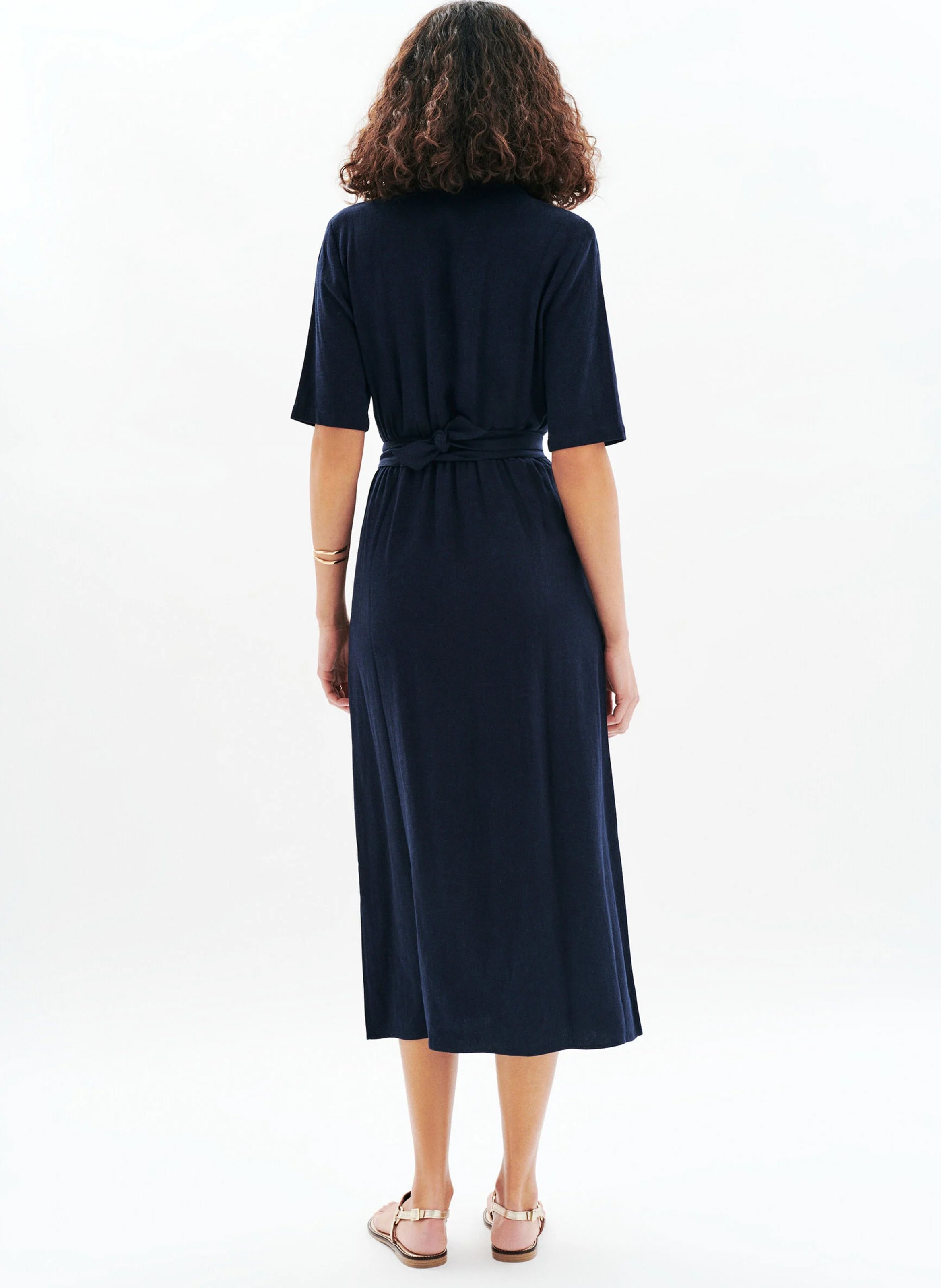 Robe midi col v  CAROLL Bleu