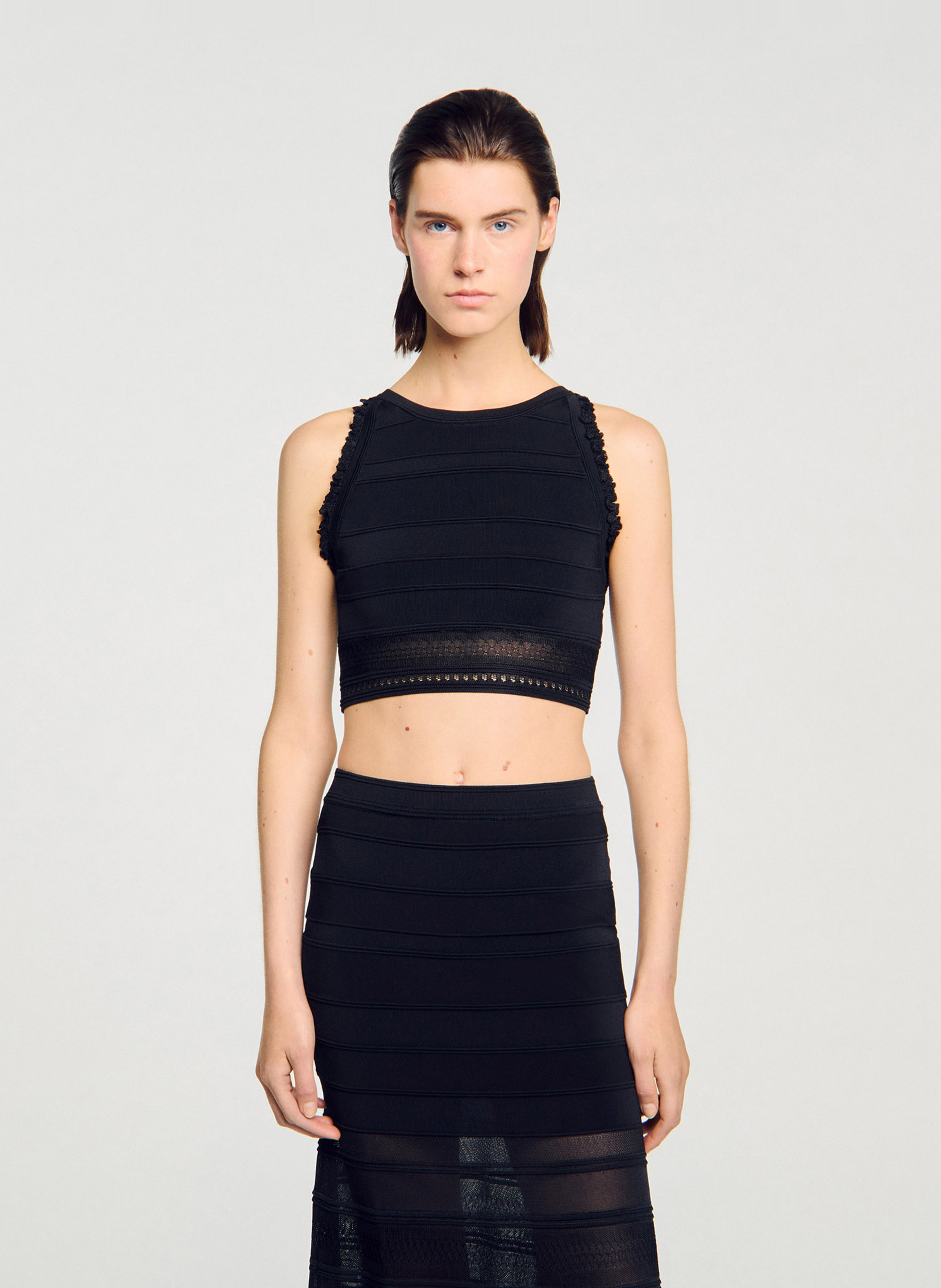 Top moulant court  SANDRO Noir