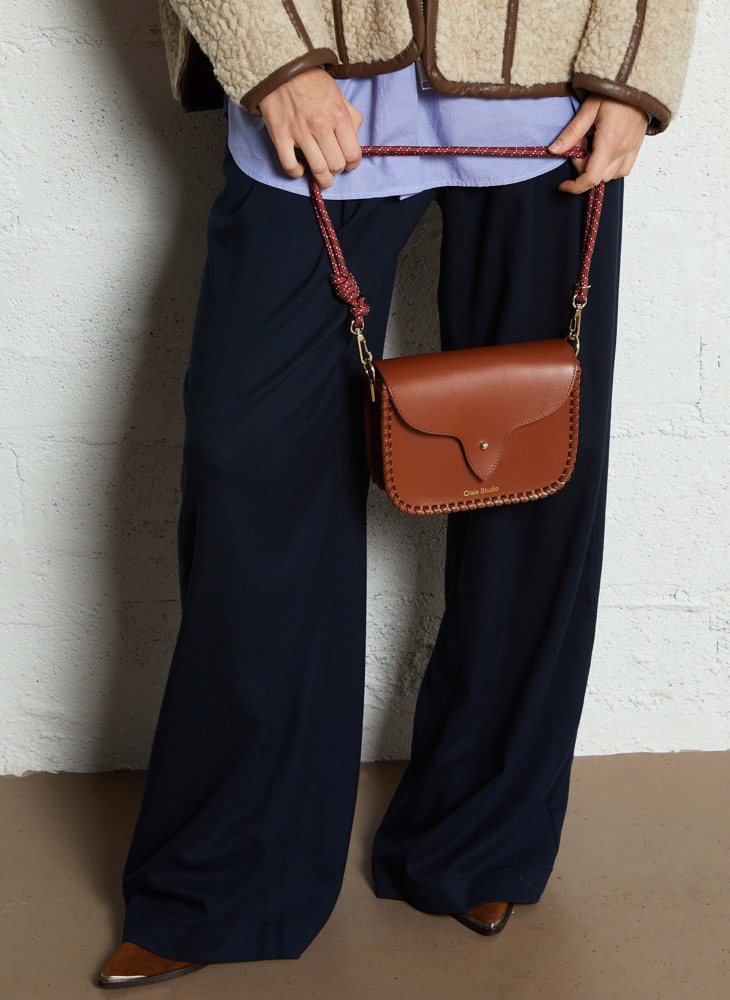 Sac bandoulière en cuir CRAIE STUDIO Marron