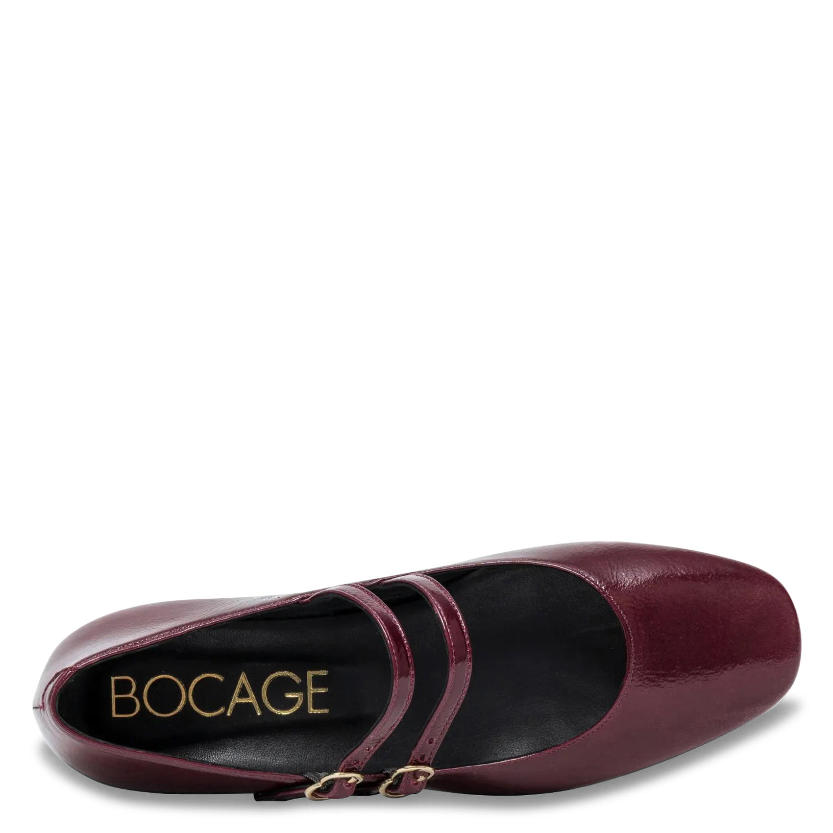 Patent leather ballet flats with leather straps BOCAGE Plums