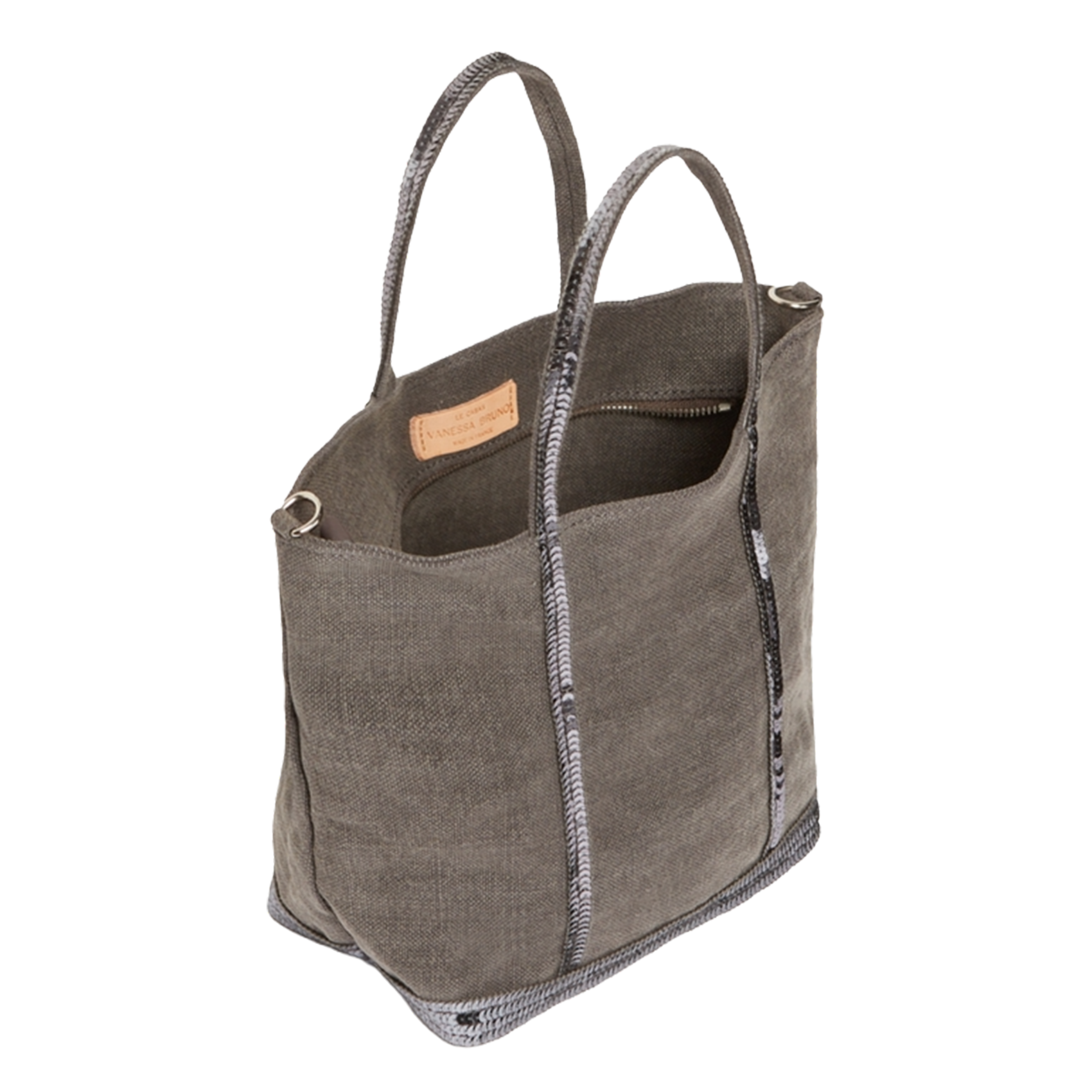 Sac cabas S à sequins en lin  VANESSA BRUNO Gris