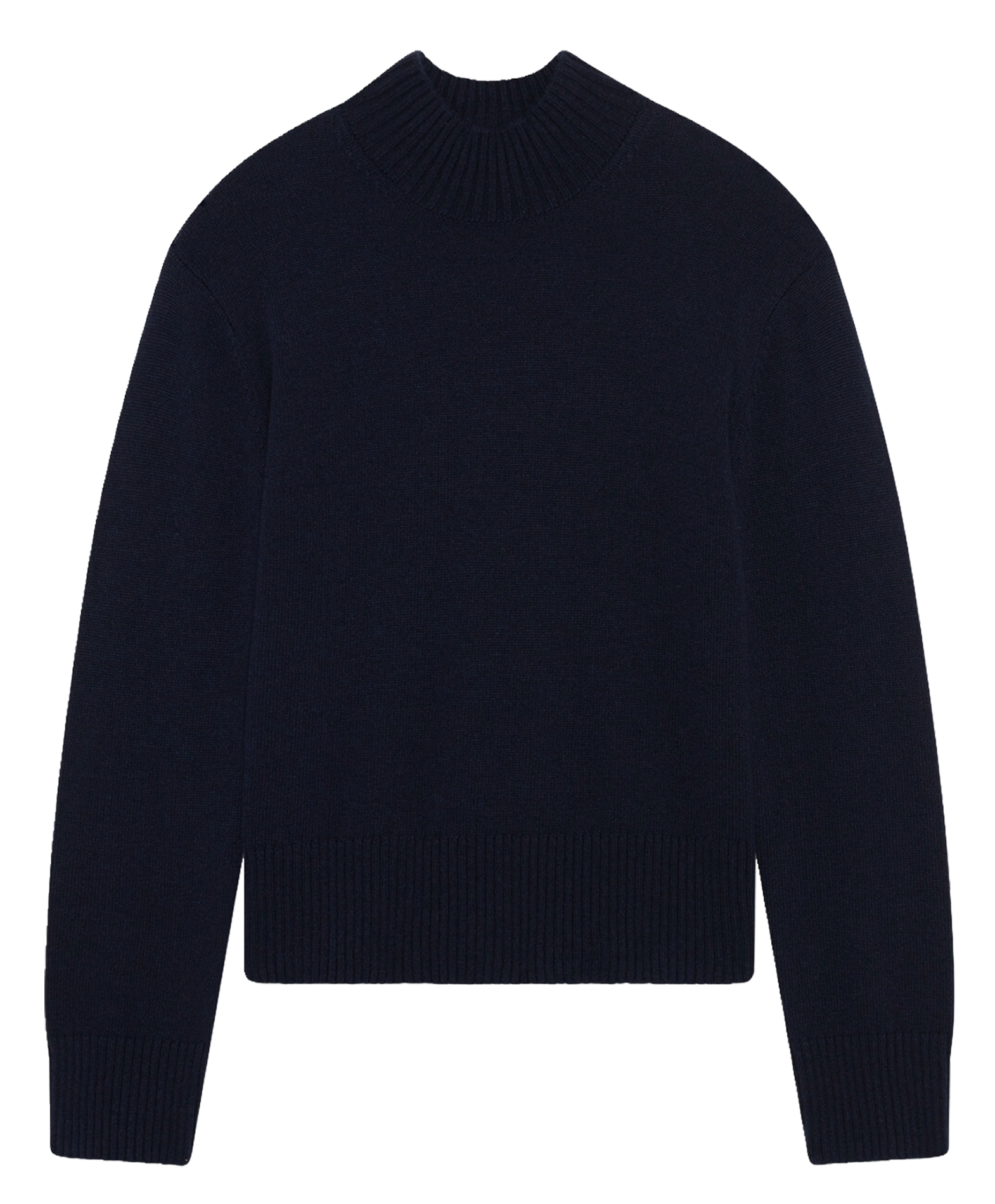 Pull droit col montant en laine mélangée CAROLL Bleu