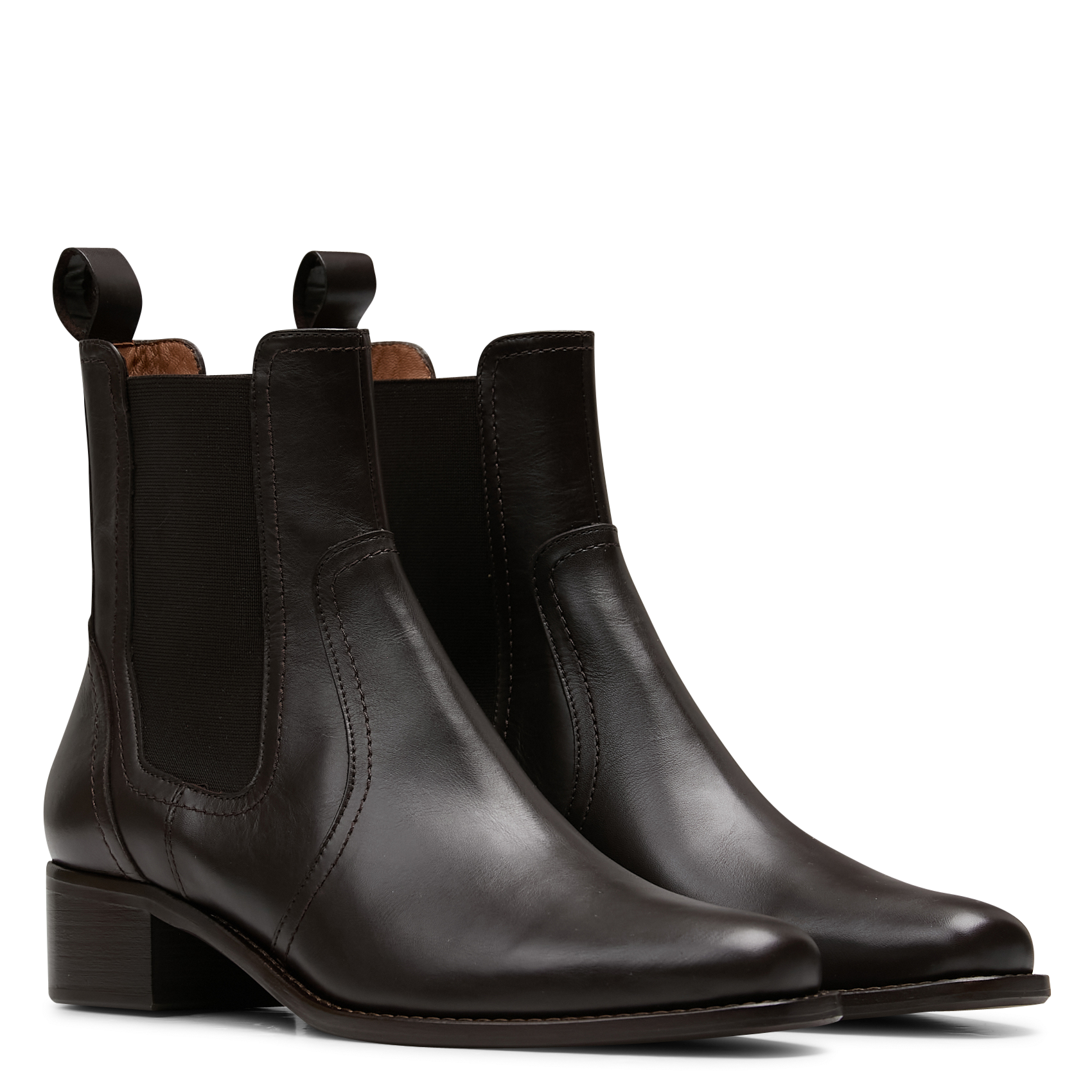 Plain leather elastic ankle boots MAISON 123 Brown