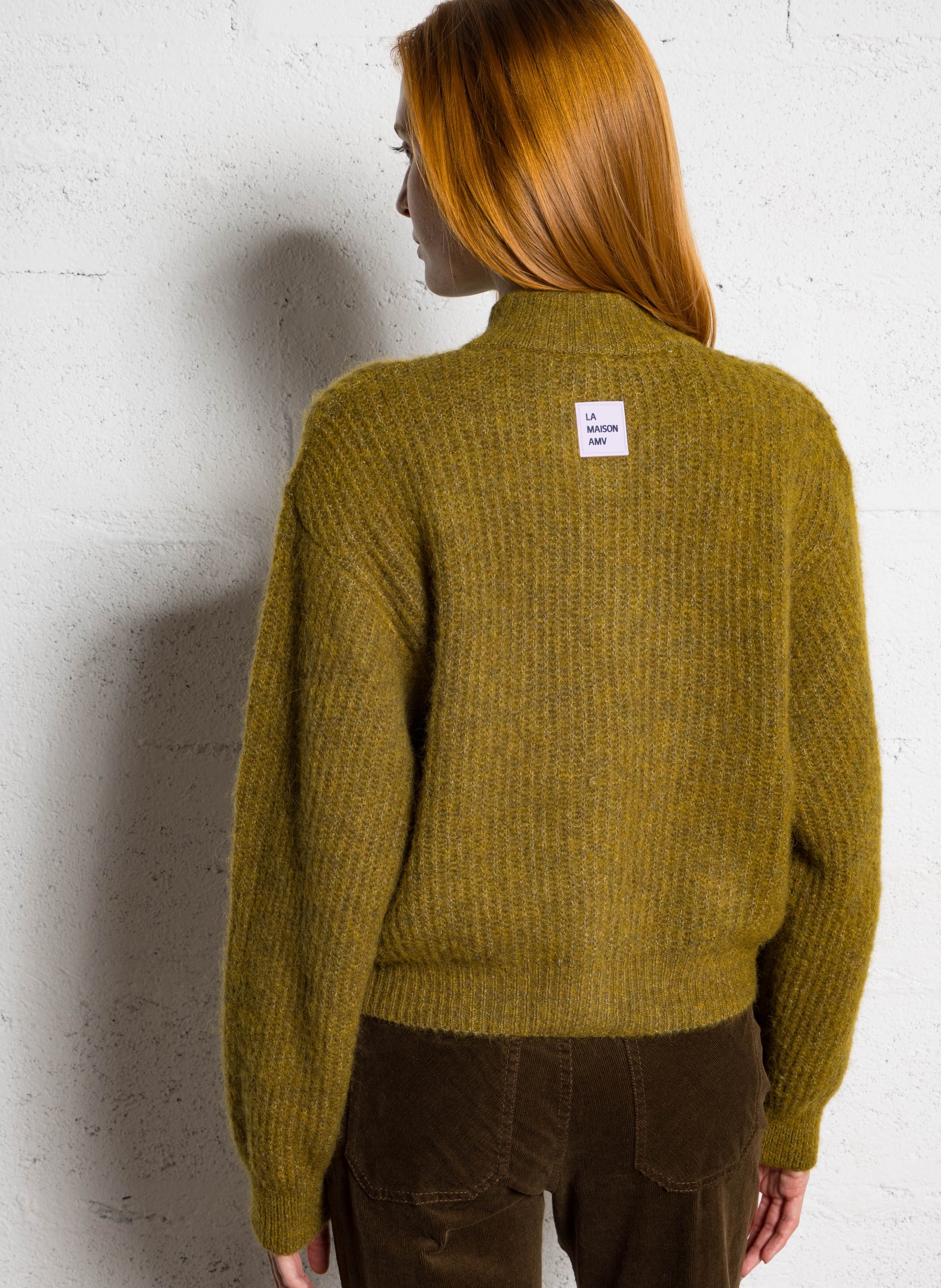 Oversized vest met opstaande kraag in gebreide stof AMERICAN VINTAGE Groen