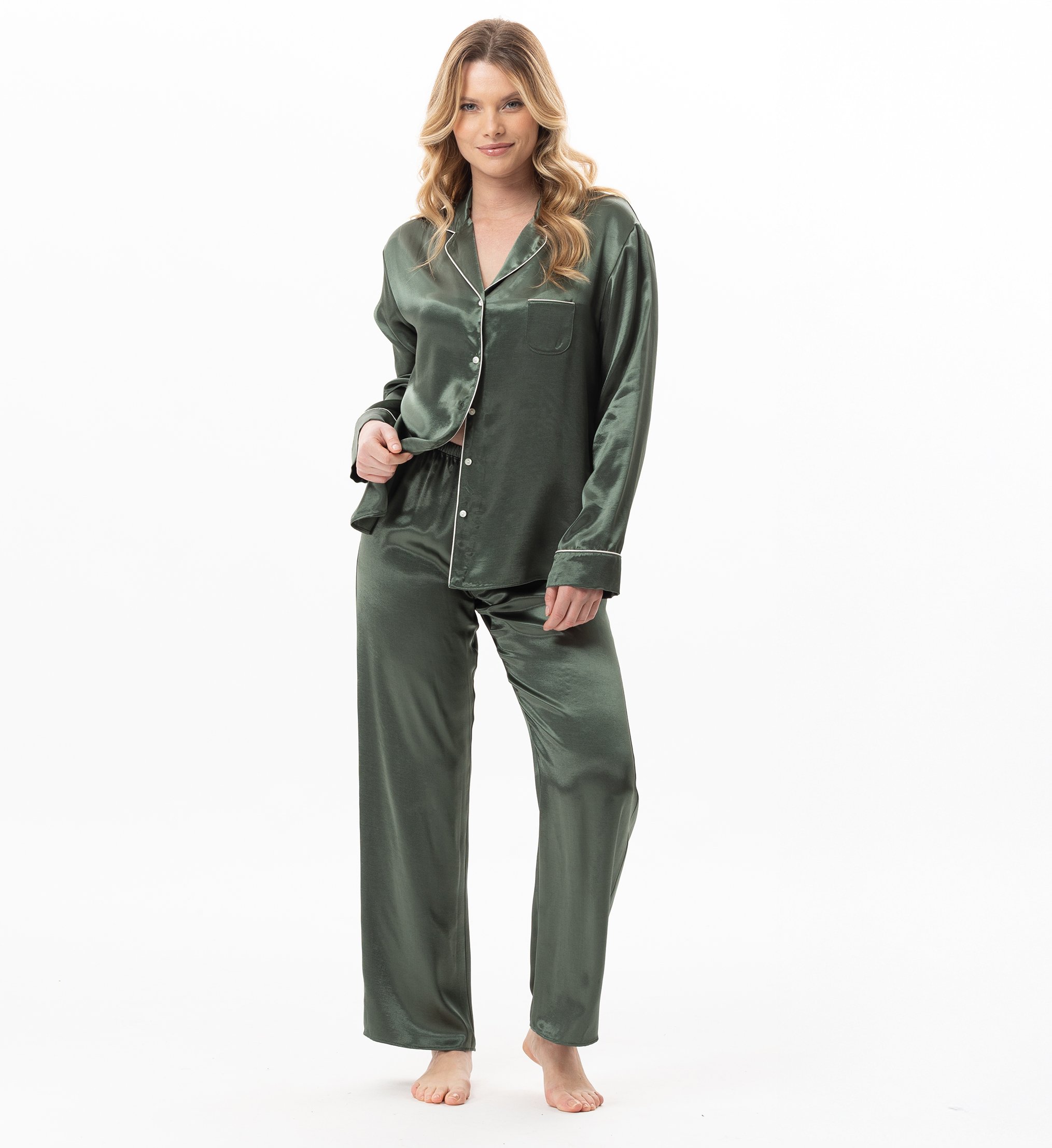 Buttoned viscose pajama LE CHAT Green