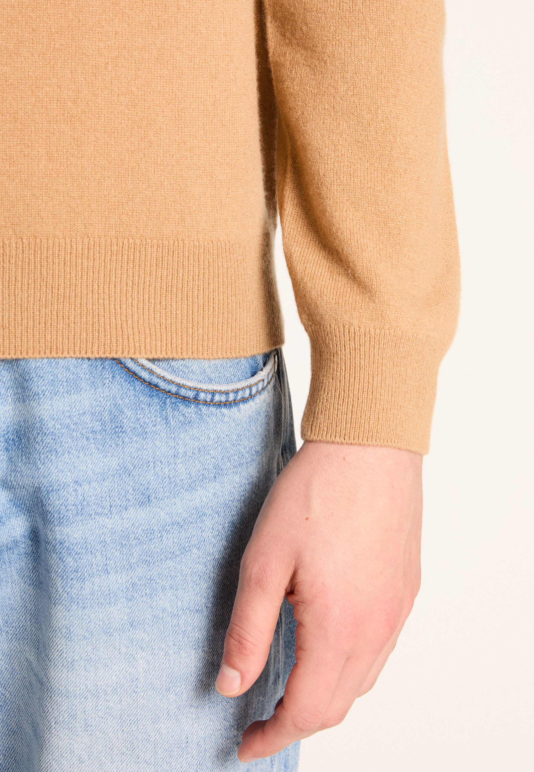 Cashmere polo neck sweater MAISON MONTAGUT Brown