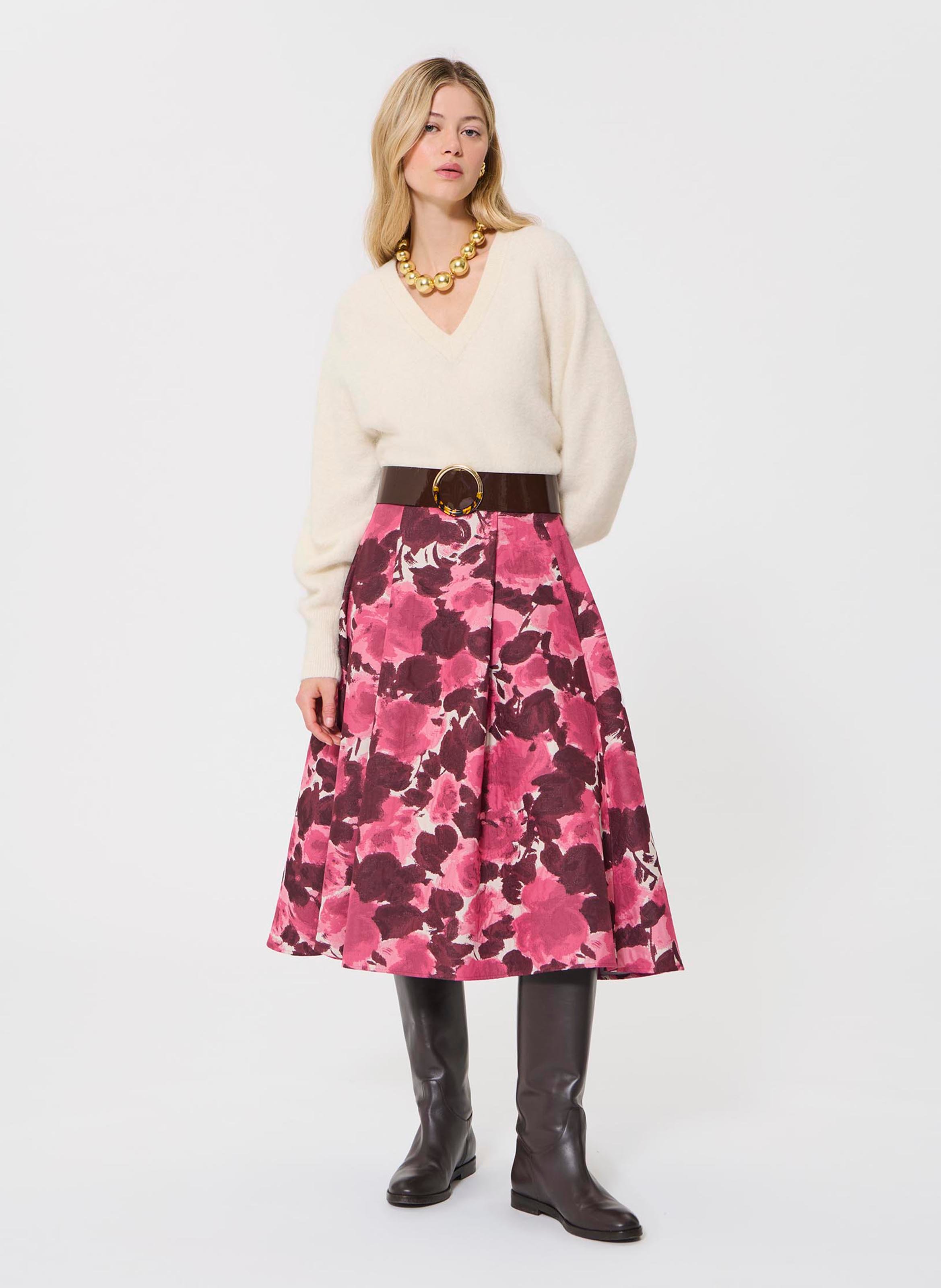 Pull col v en laine TARA JARMON Beige