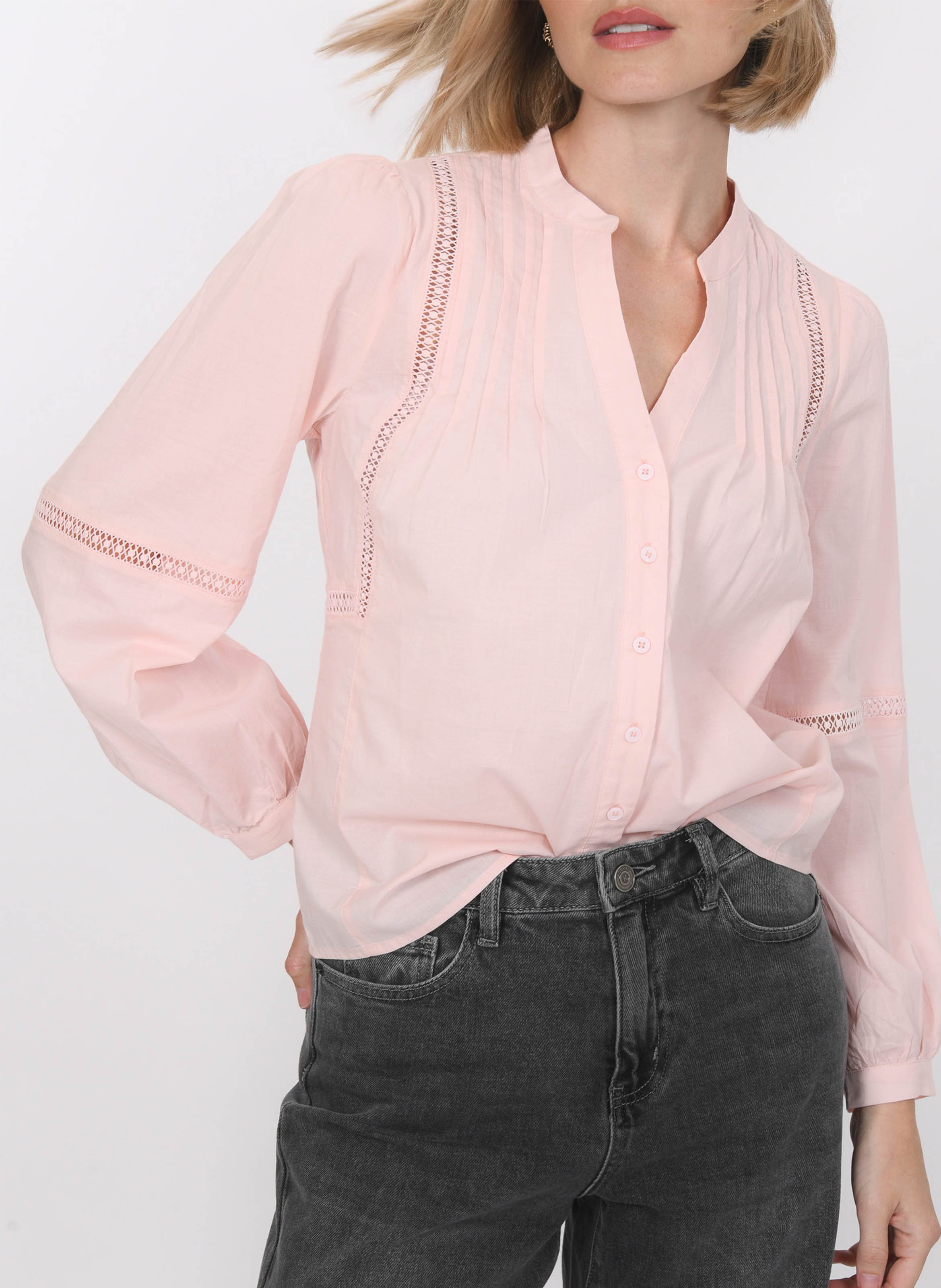 Recht katoenen overhemd met opstaande kraag KOOKAI