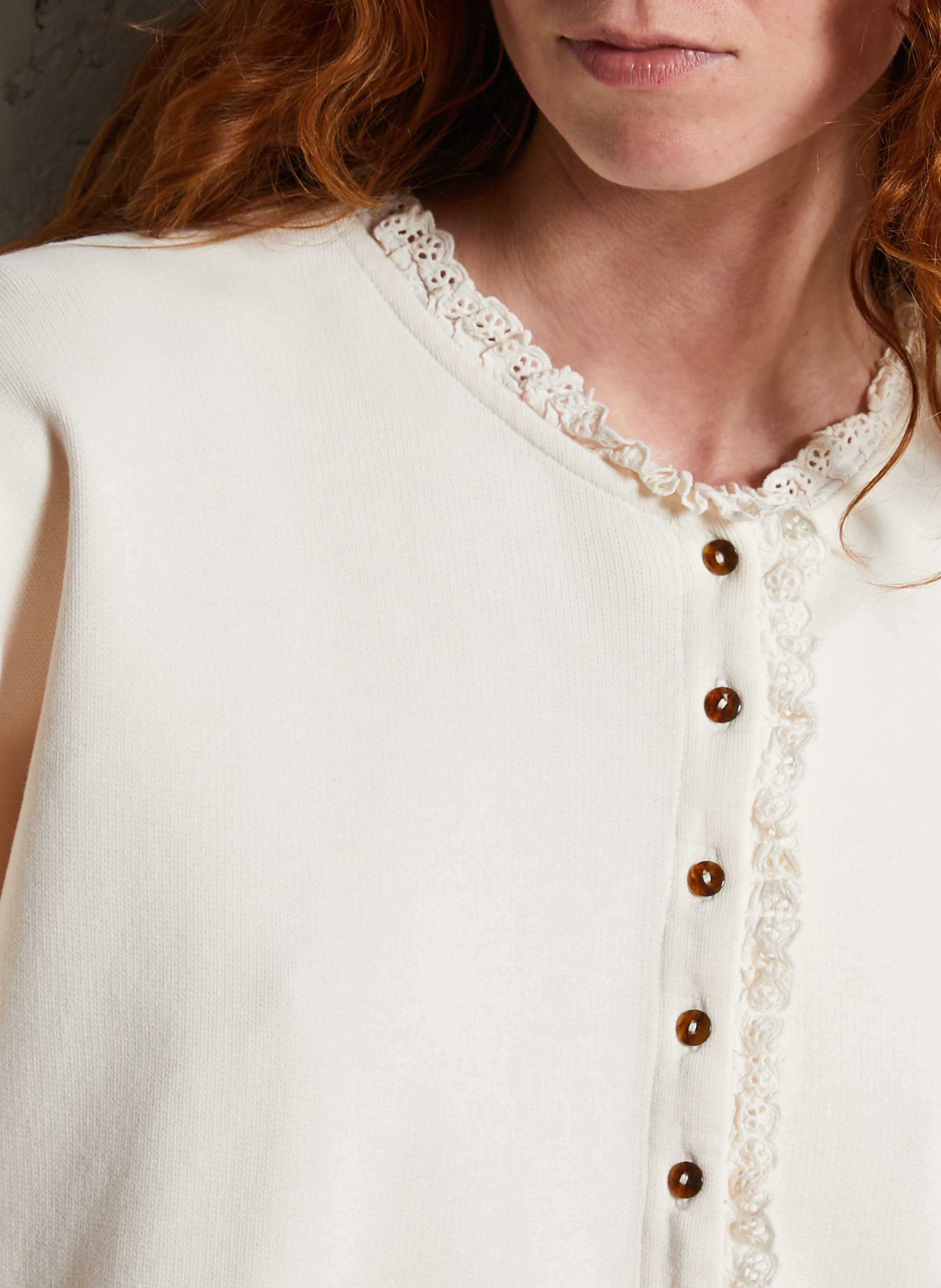 Sweat col rond en coton bio mélangé EMILE ET IDA Beige