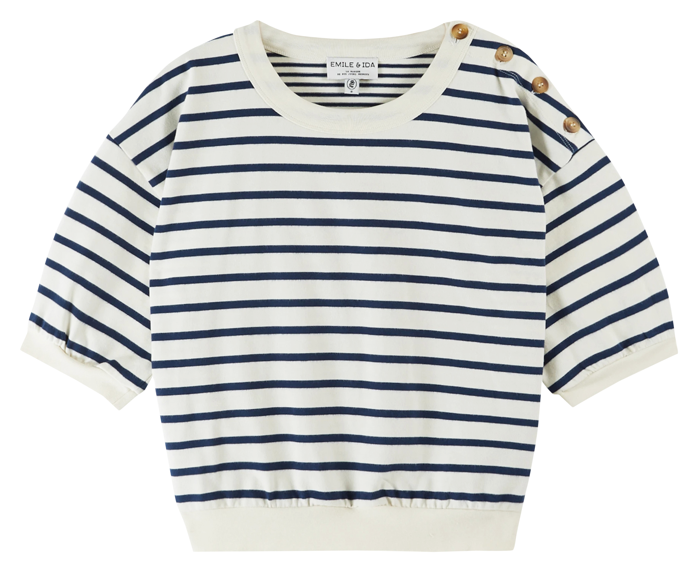 Organic cotton boat-neck sweatshirt EMILE ET IDA Blue