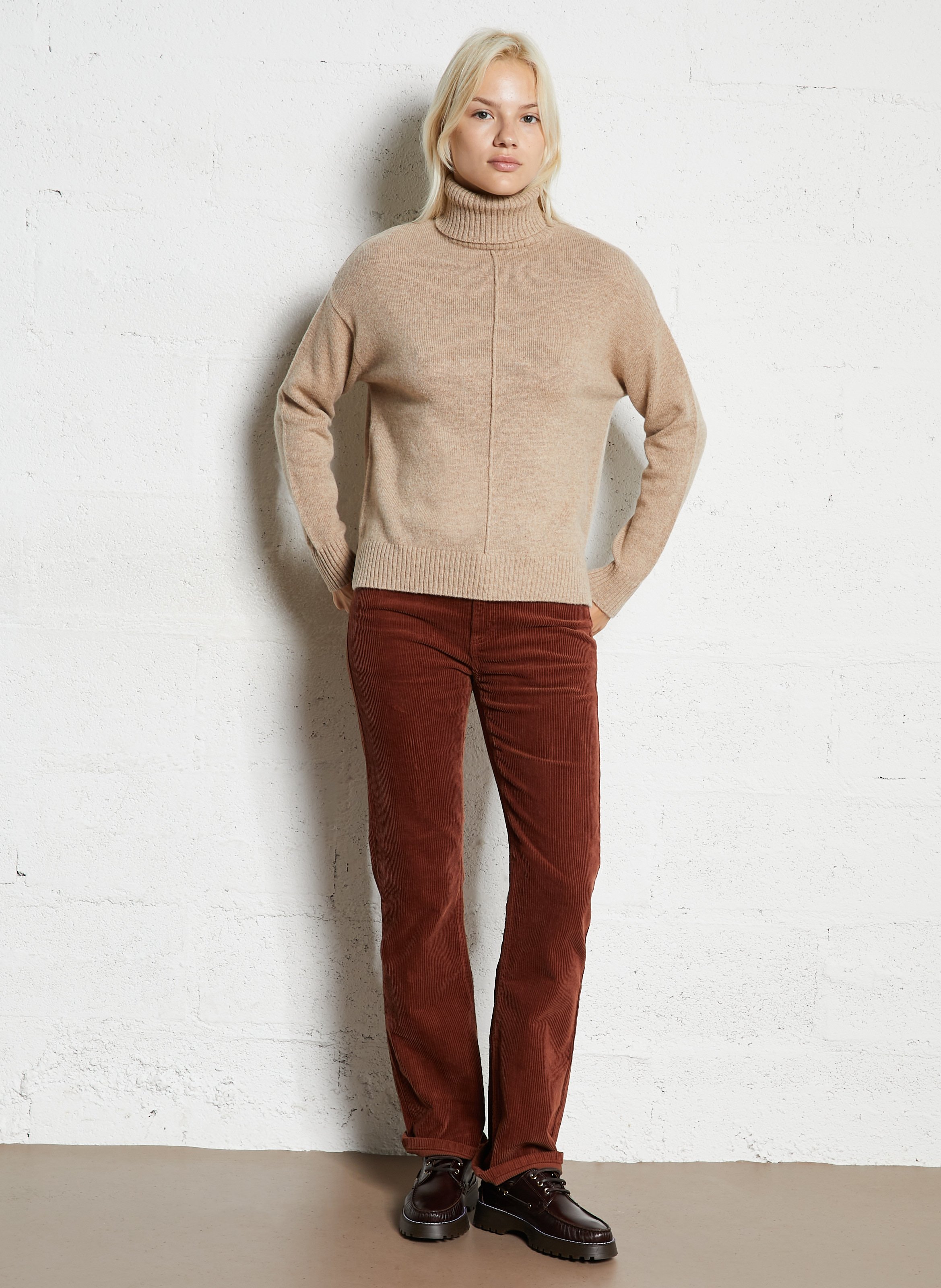 Pull col roulé en laine SUD EXPRESS Marron