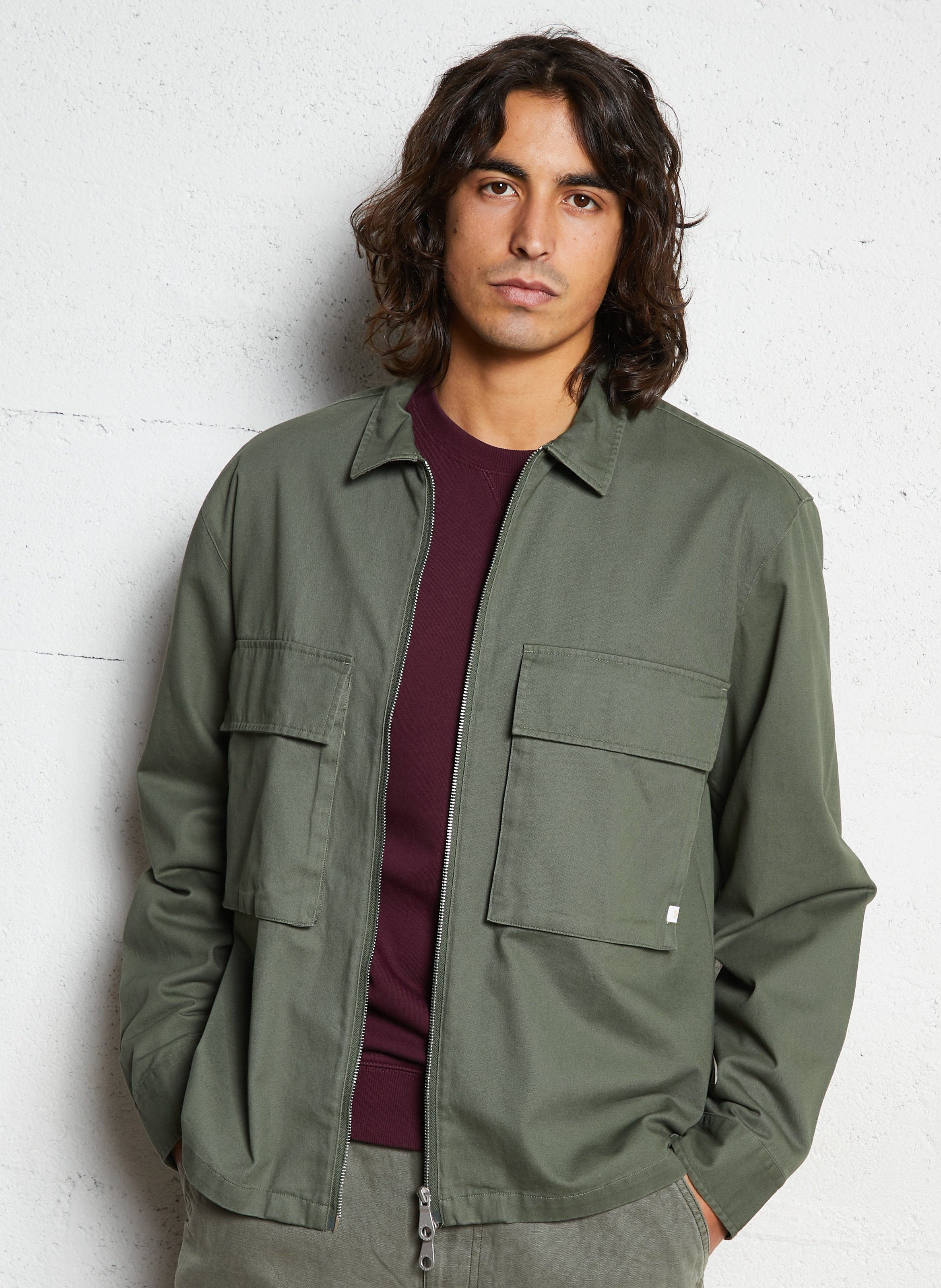 Veste col classique en coton bio FARAH Vert