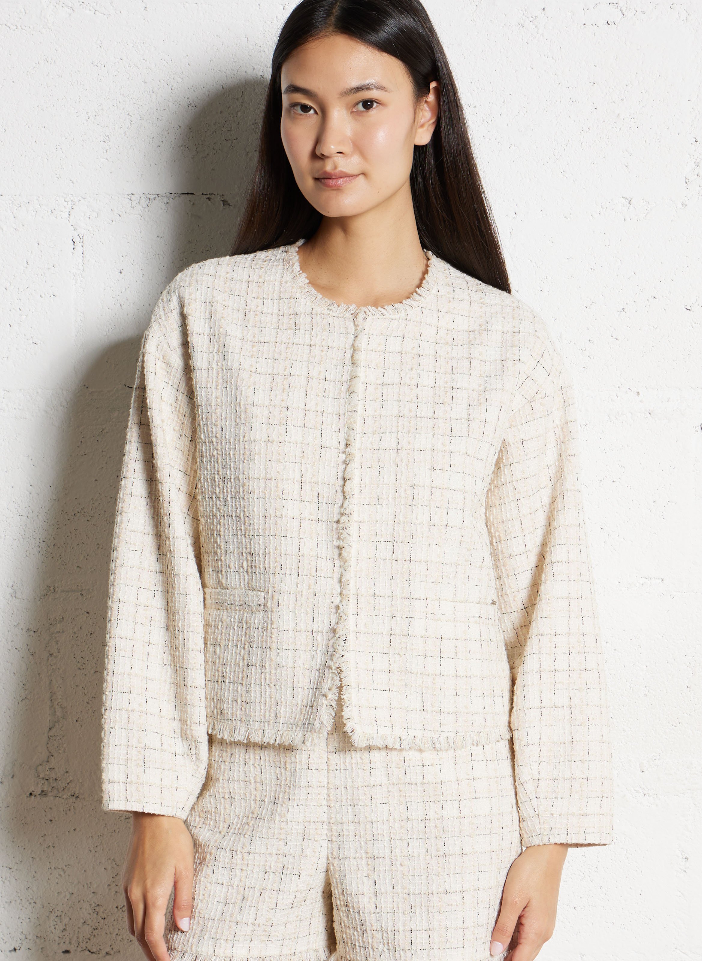 Oversized tweed jacket IKKS Pink