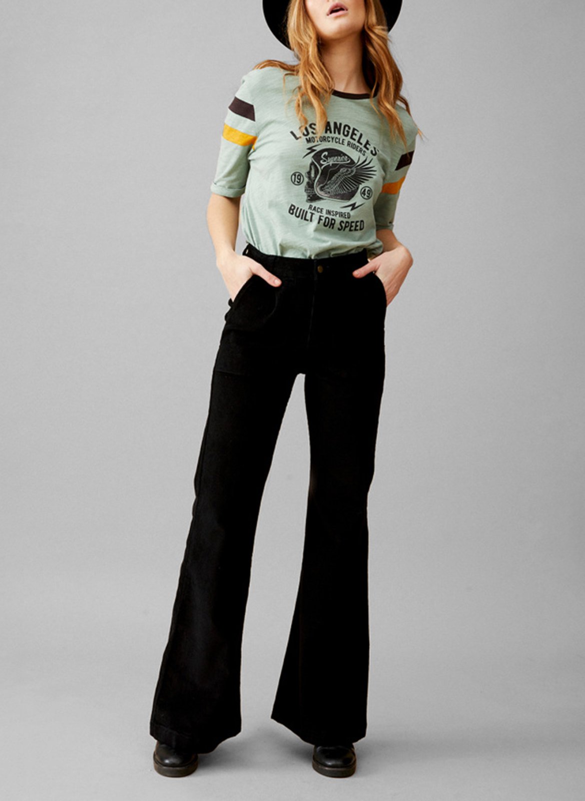 High-waisted corduroy pants WILD Black