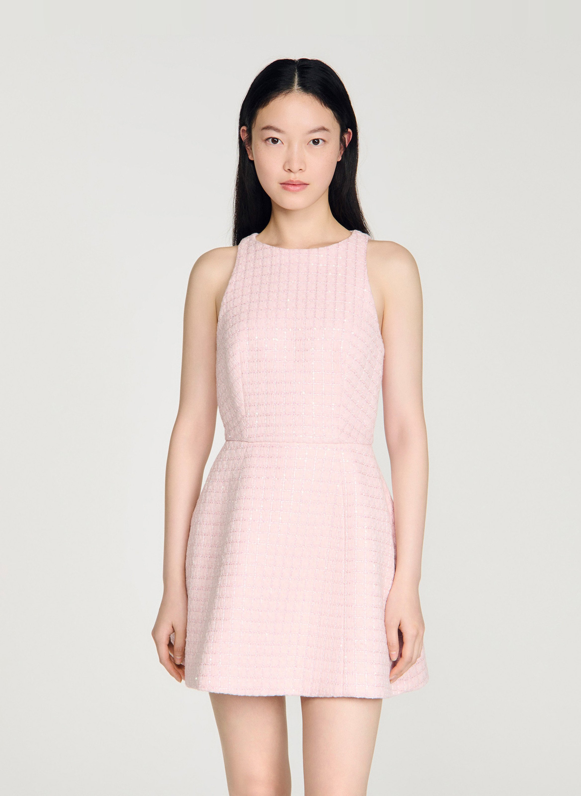 Robe courte col rond en tweed SANDRO Rose