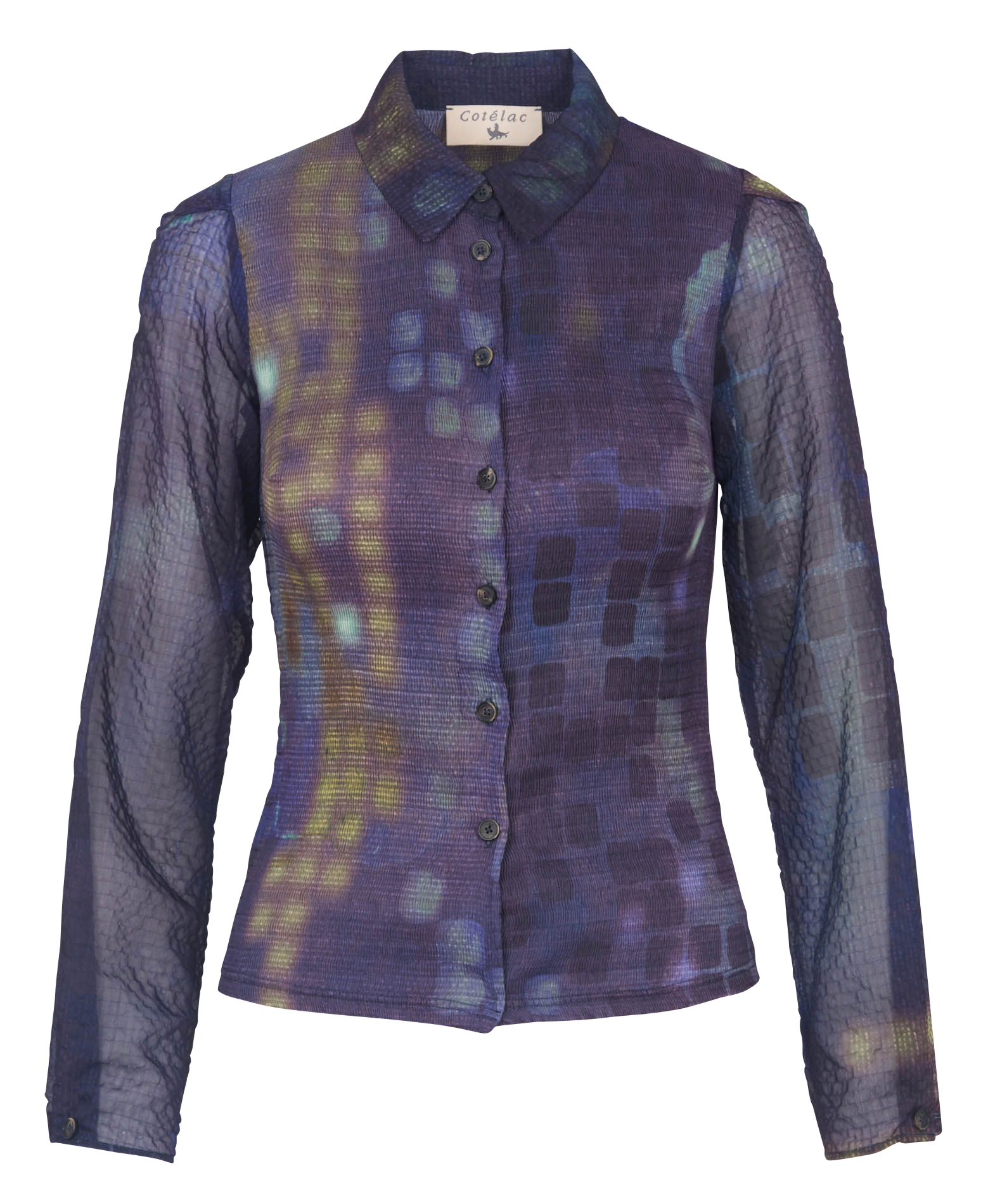 Straight printed shirt with classic collar COTELAC Purple