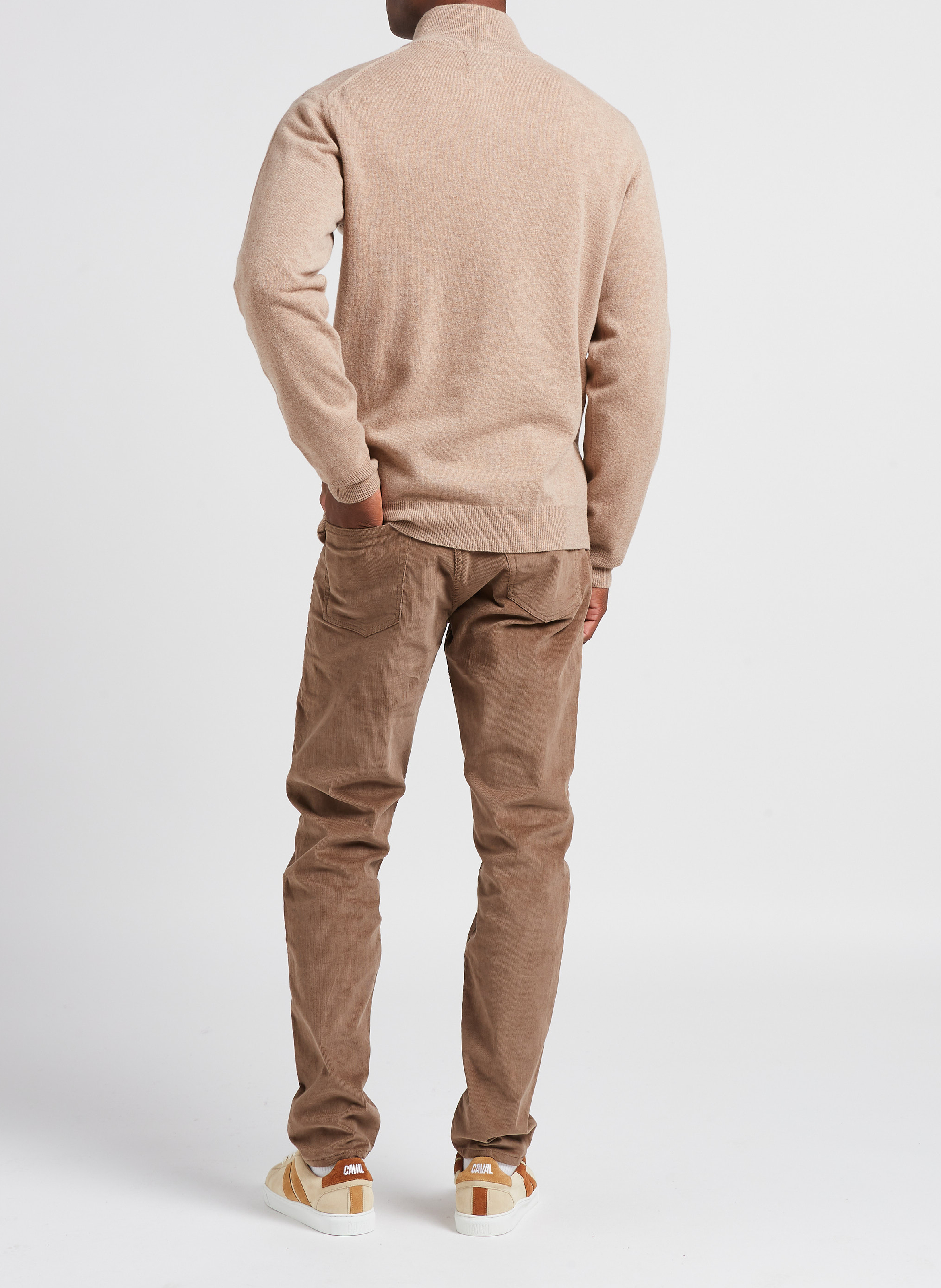 Pull droit col montant zippé en laine GANT Beige