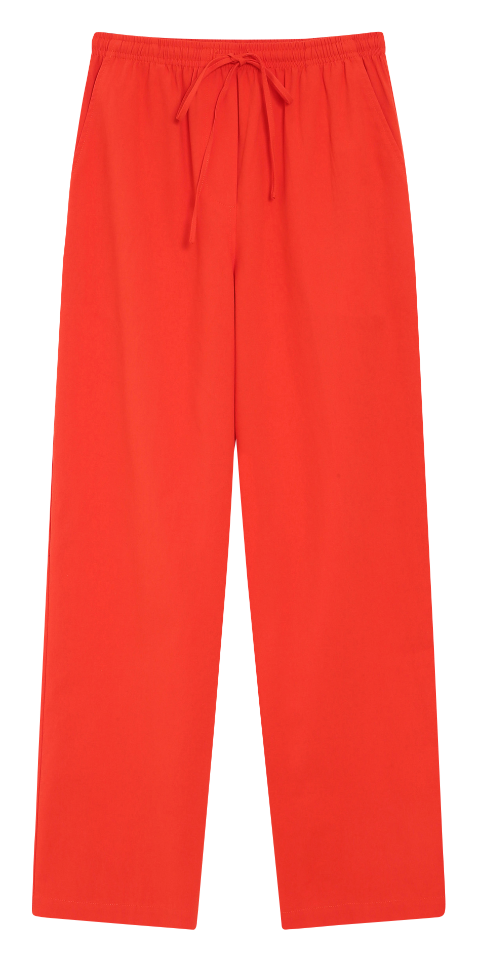Pantalon droit élastiqué uni en coton GRACE ET MILA Rouge