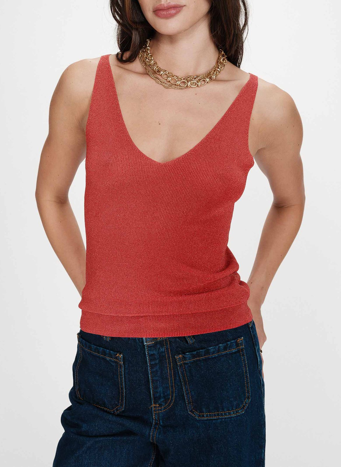 Sleeveless V-neck top GRACE ET MILA Red
