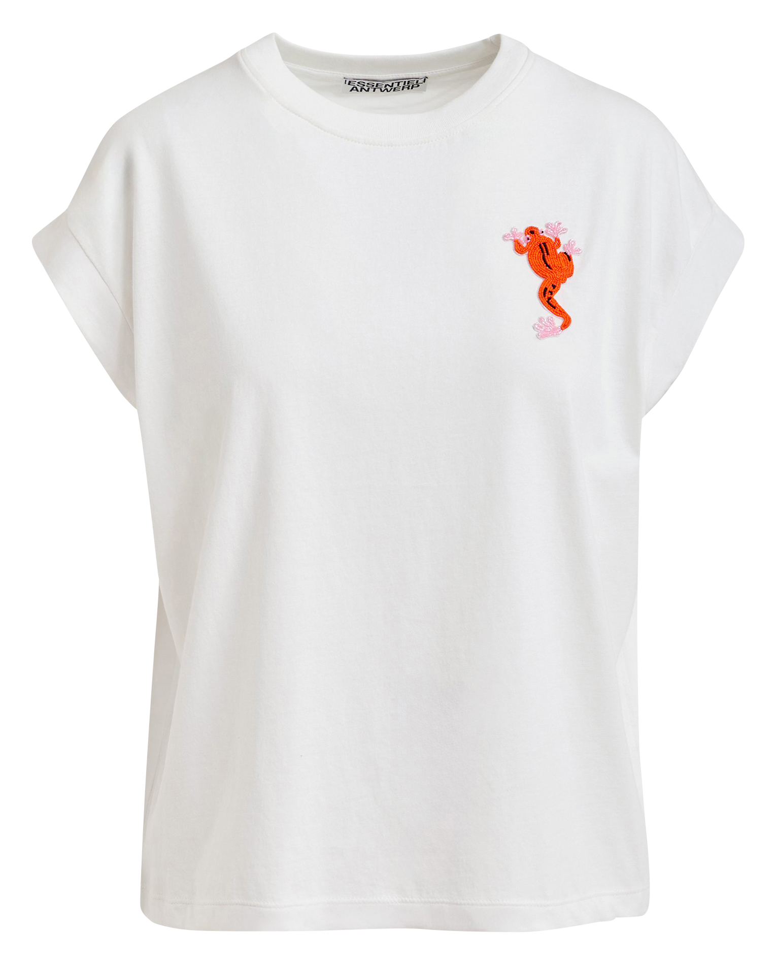 T-Shirt mit Perlen-Frosch ESSENTIEL ANTWERP Weiss