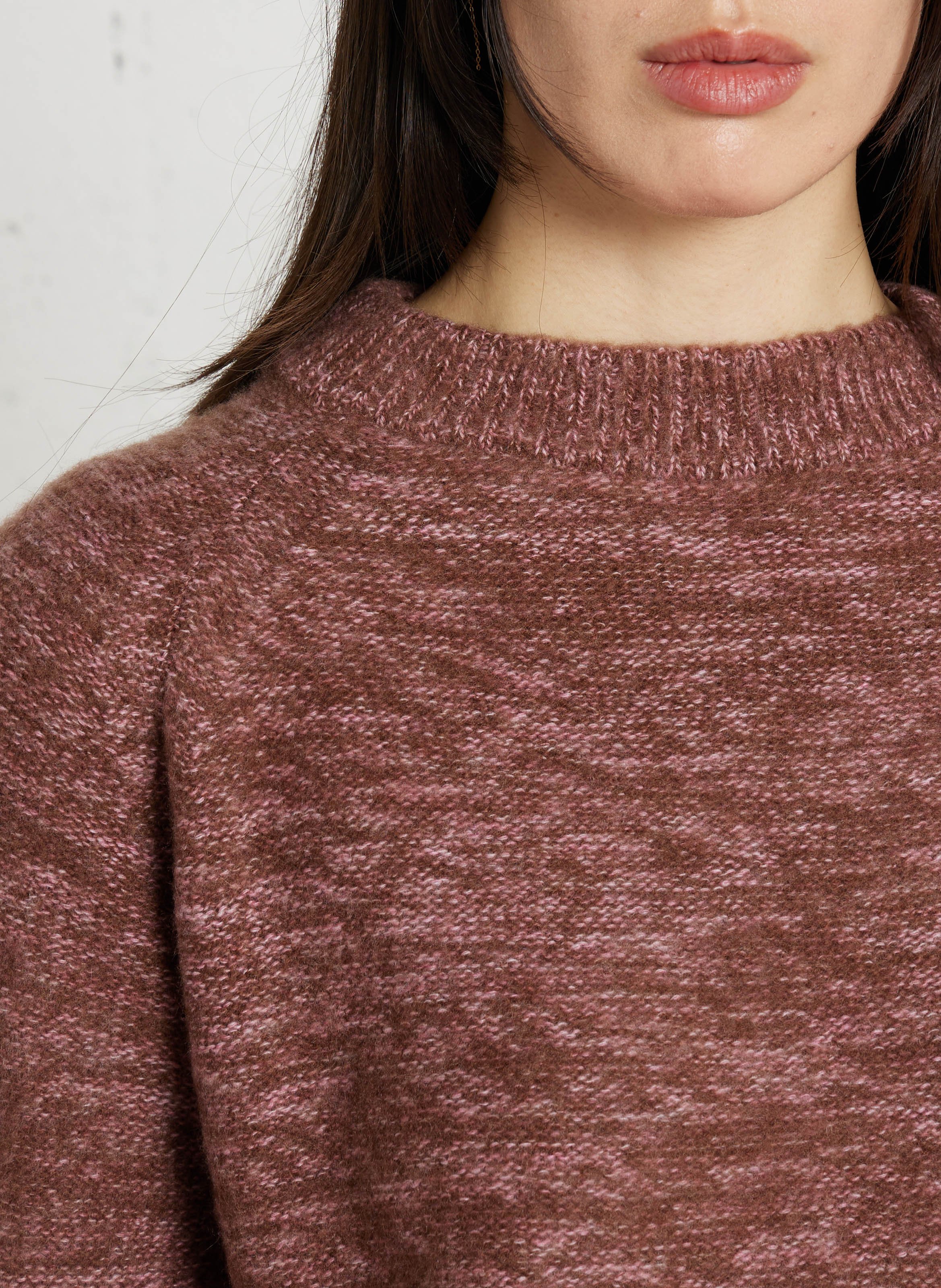 Round neck straight fit cashmere sweater in mottled grey MAISON 123 Purple