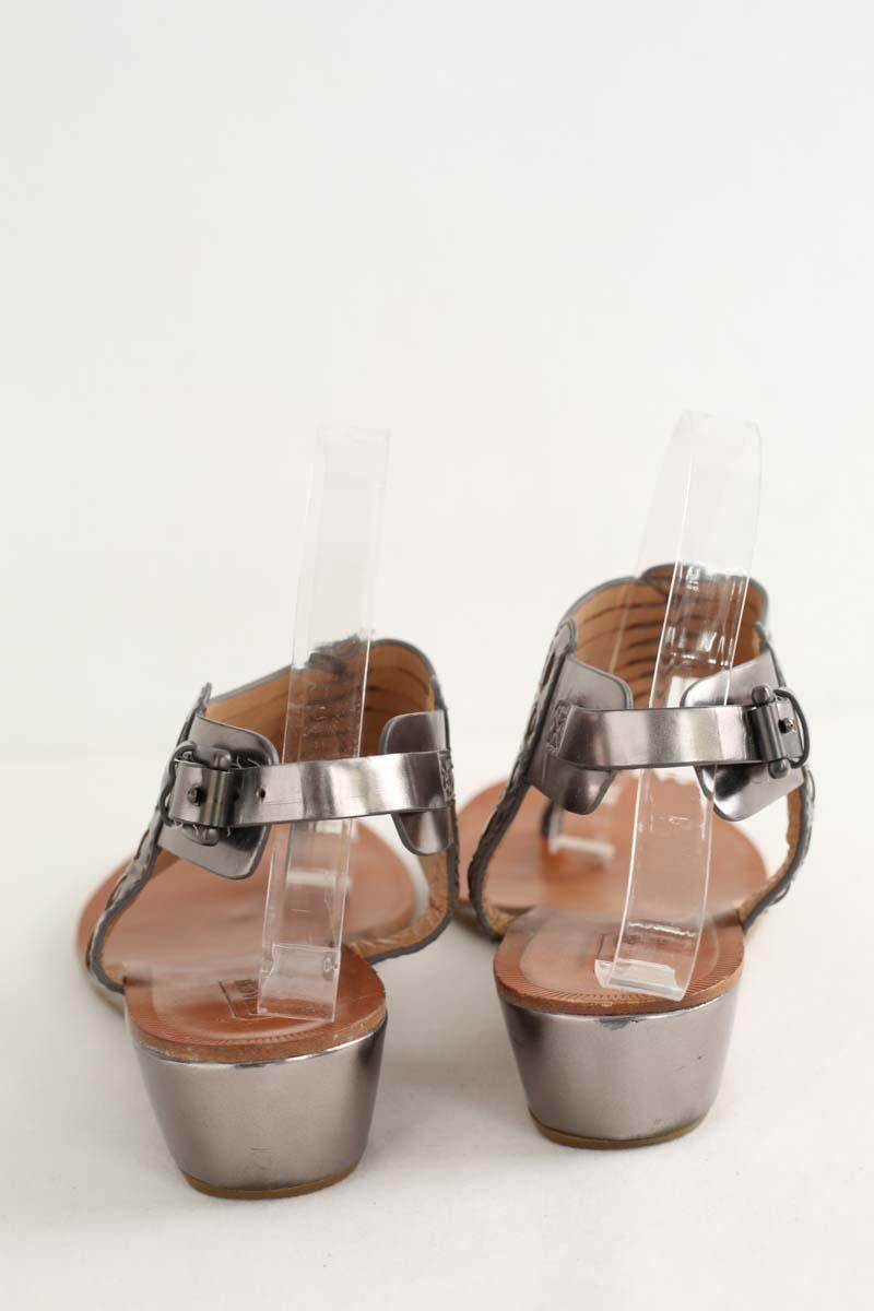 Faux leather sandals COACH - Seconde Main Silver