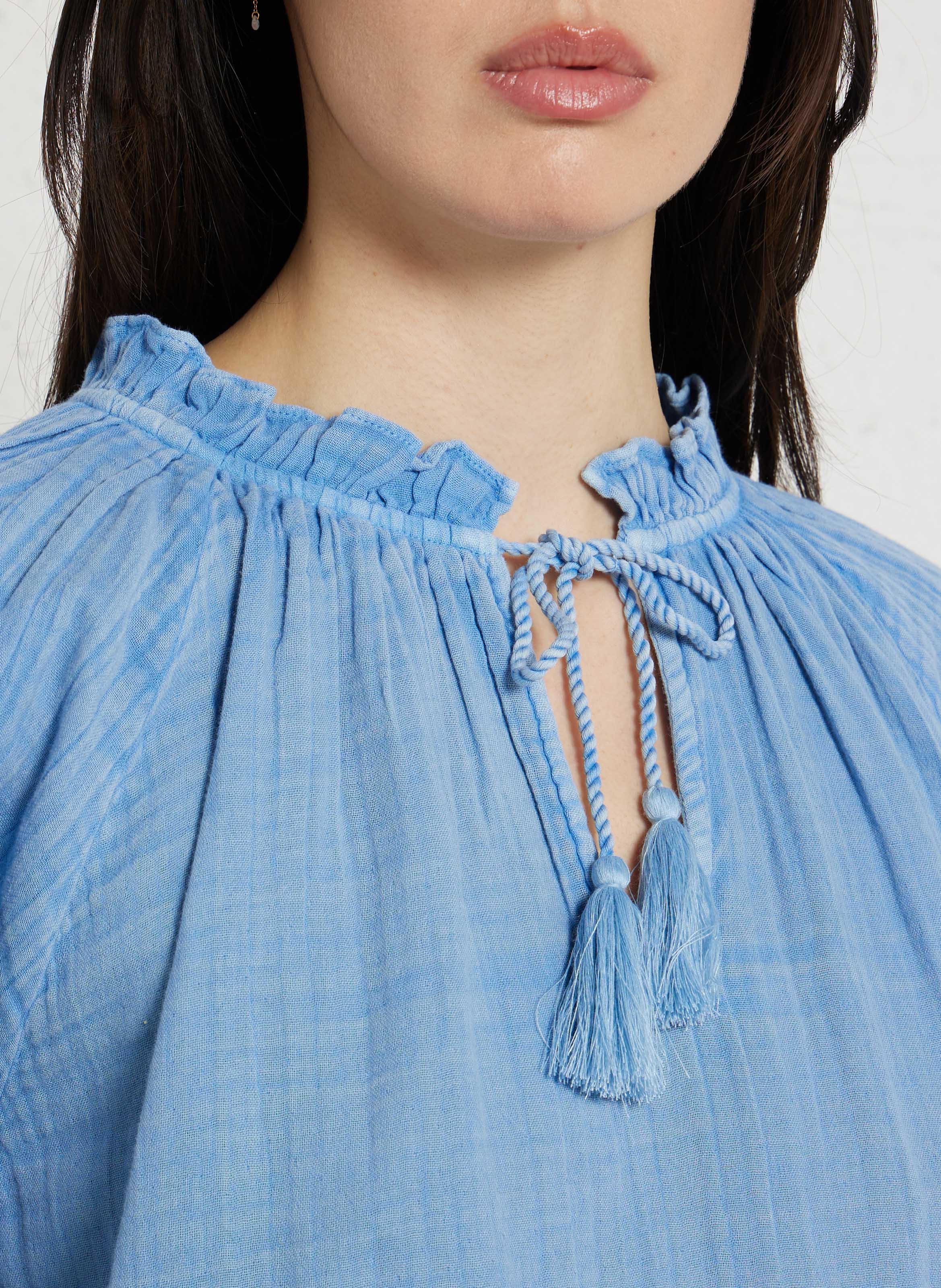 V-neck cotton blouse LA PETITE ETOILE Blue