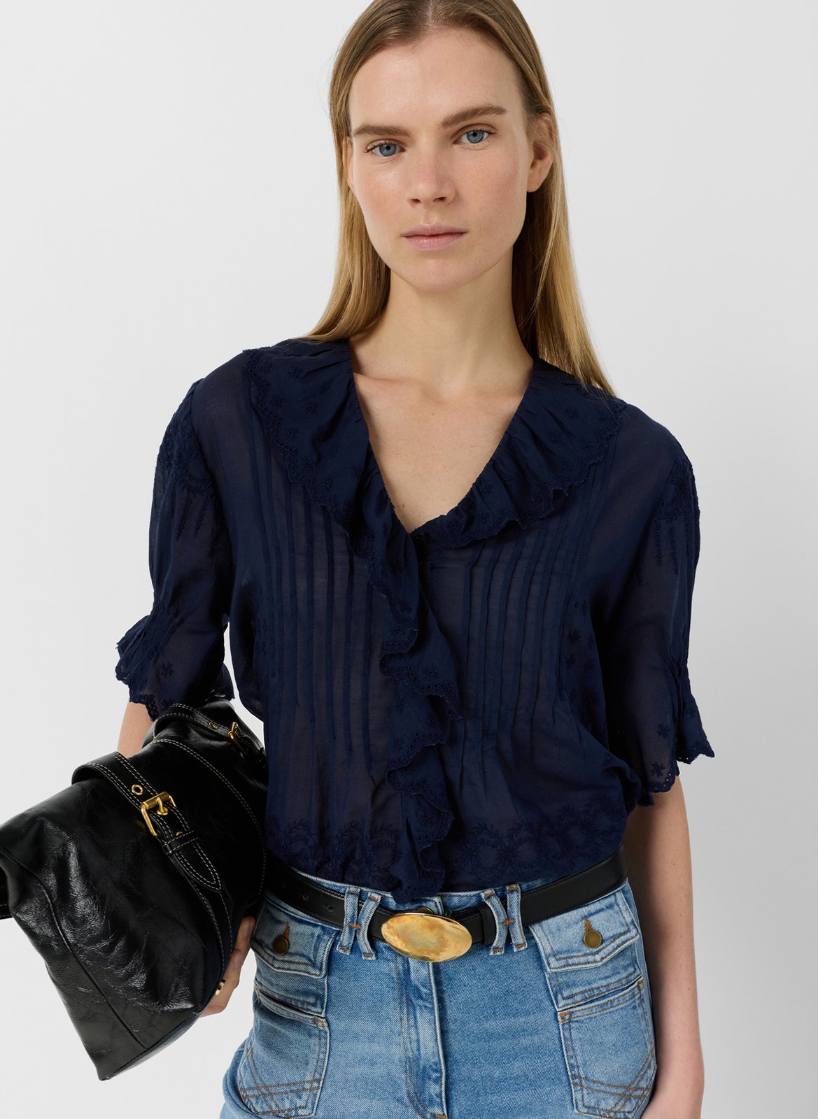 Kurzarm-Top mit bestickten Rüschen GERARD DAREL