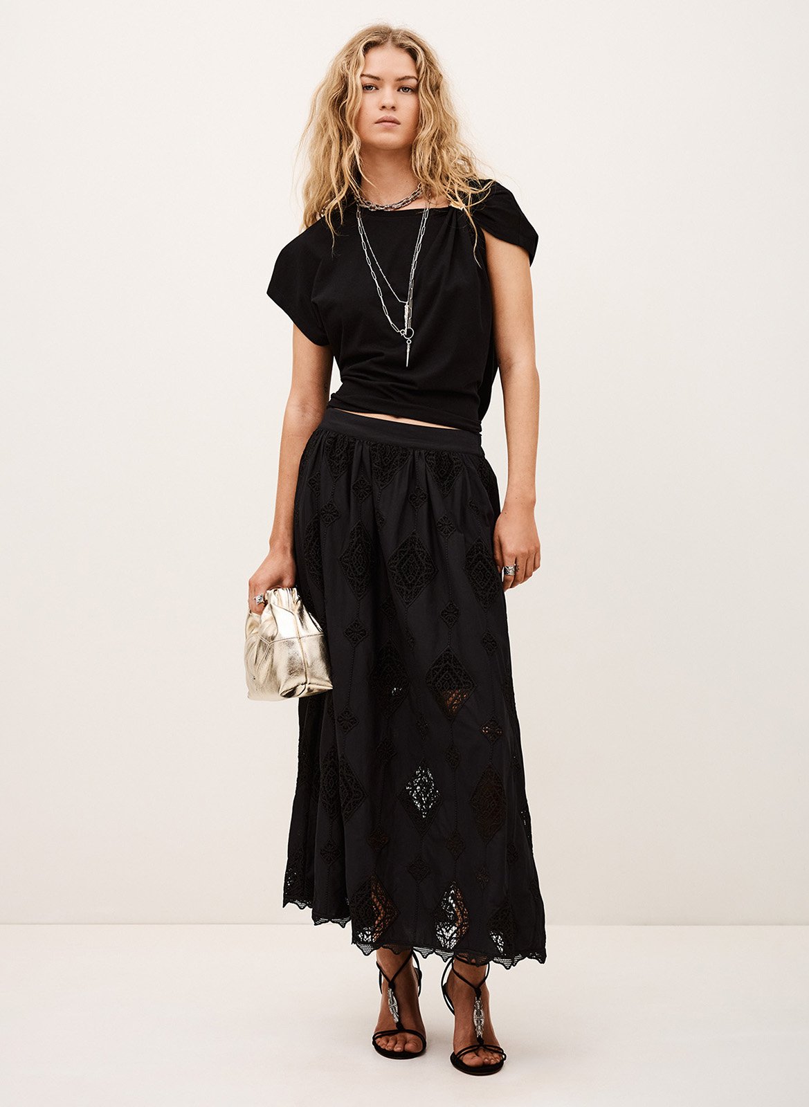 Lange rok | katoenblend BA&SH Zwart