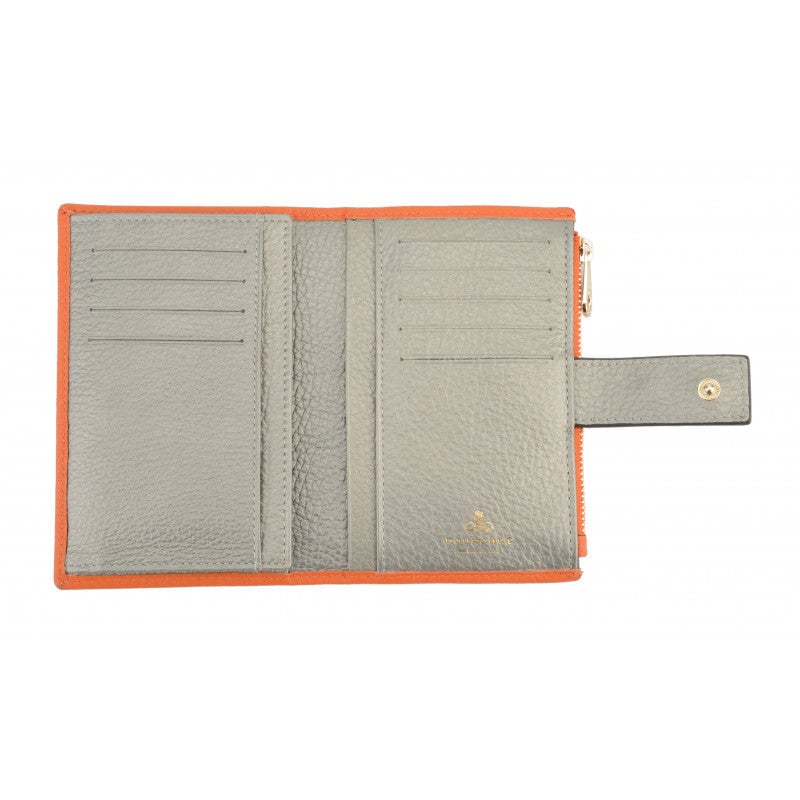 Grained calfskin wallet POURCHET Orange