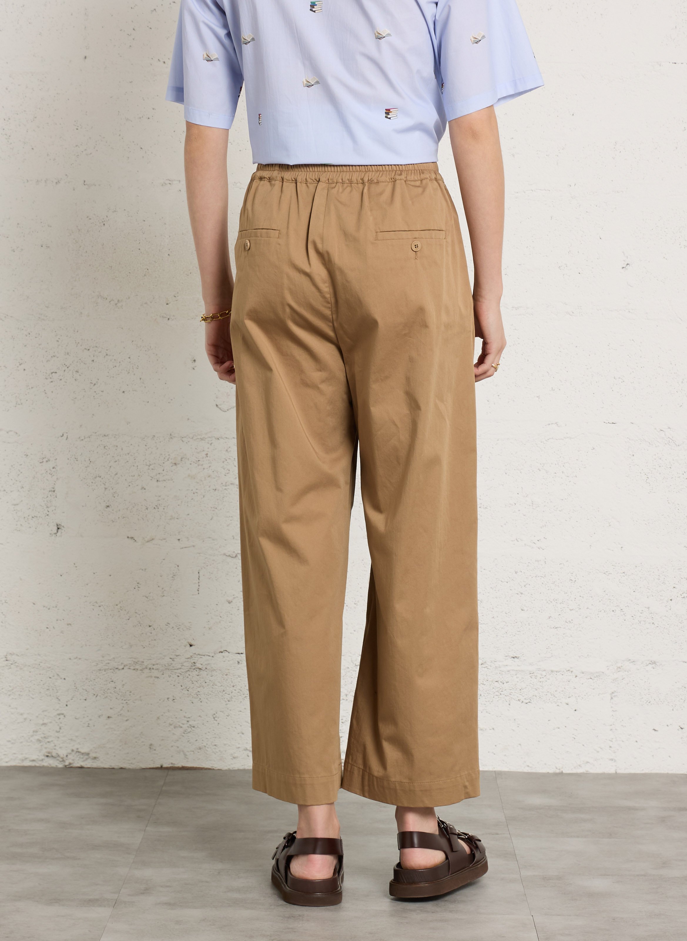 Pantalon large en coton MAX MARA WEEK END Beige