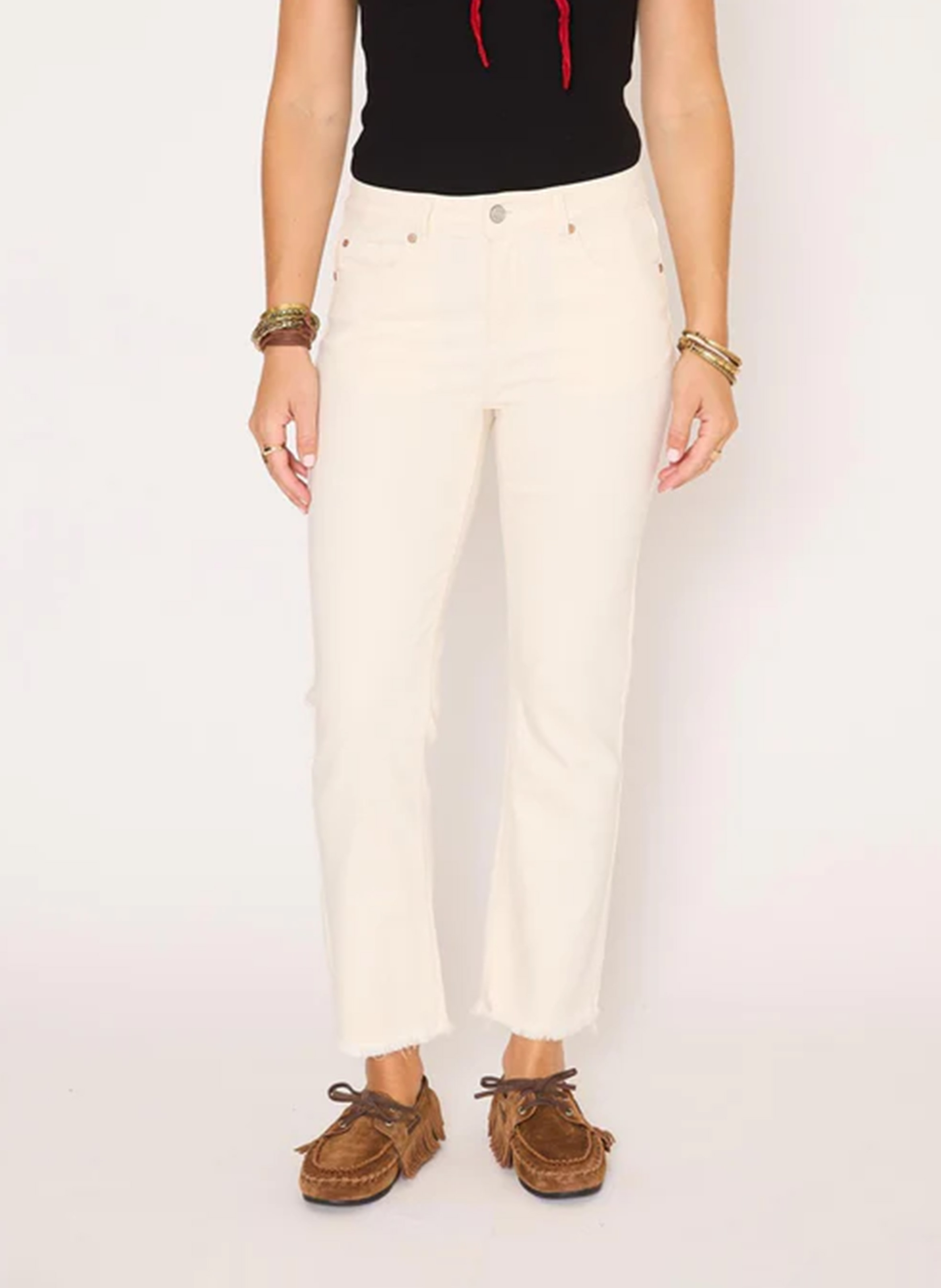 Jean droit en coton mélangé MKT Beige