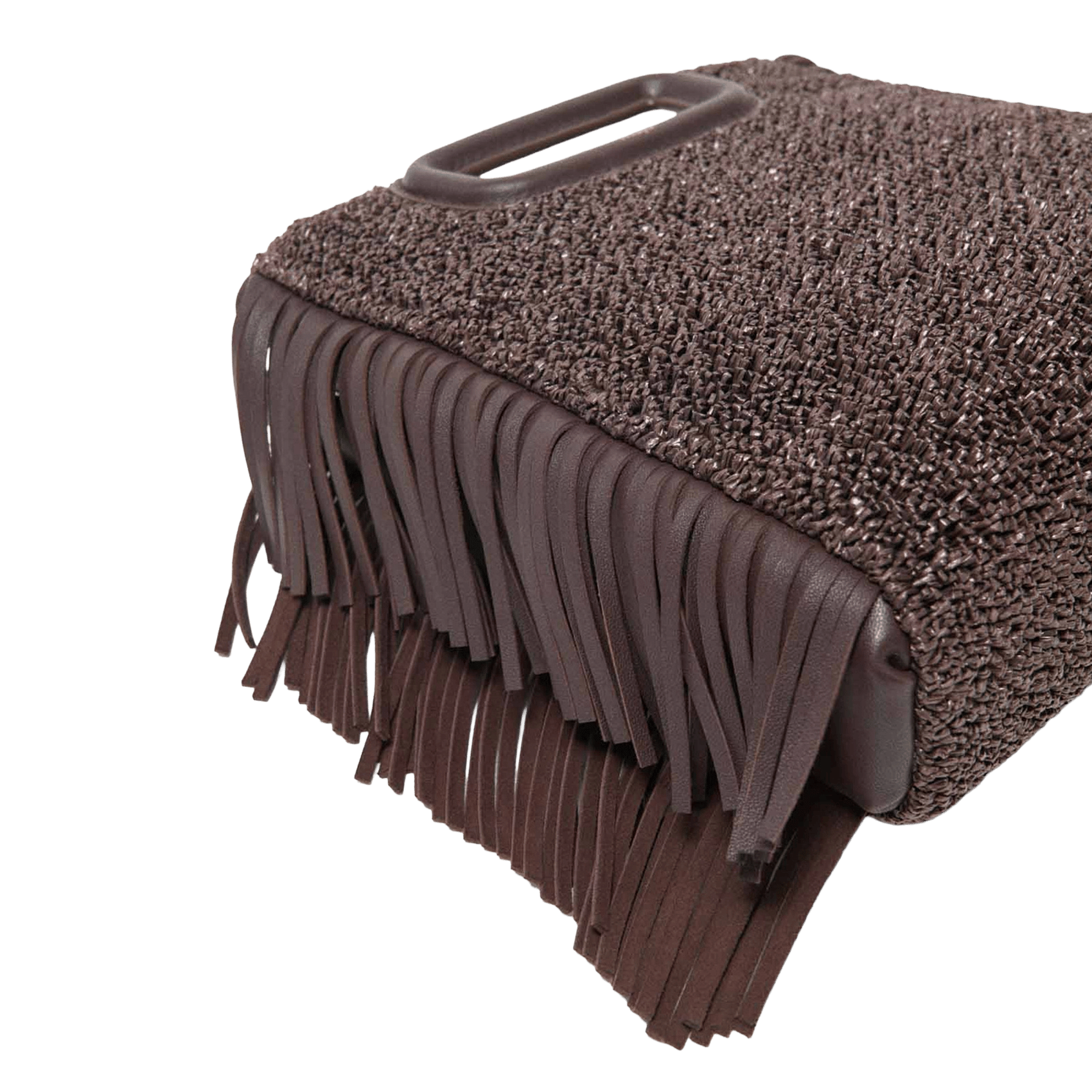 Sac bandoulière à perles et franges MAJE Marron