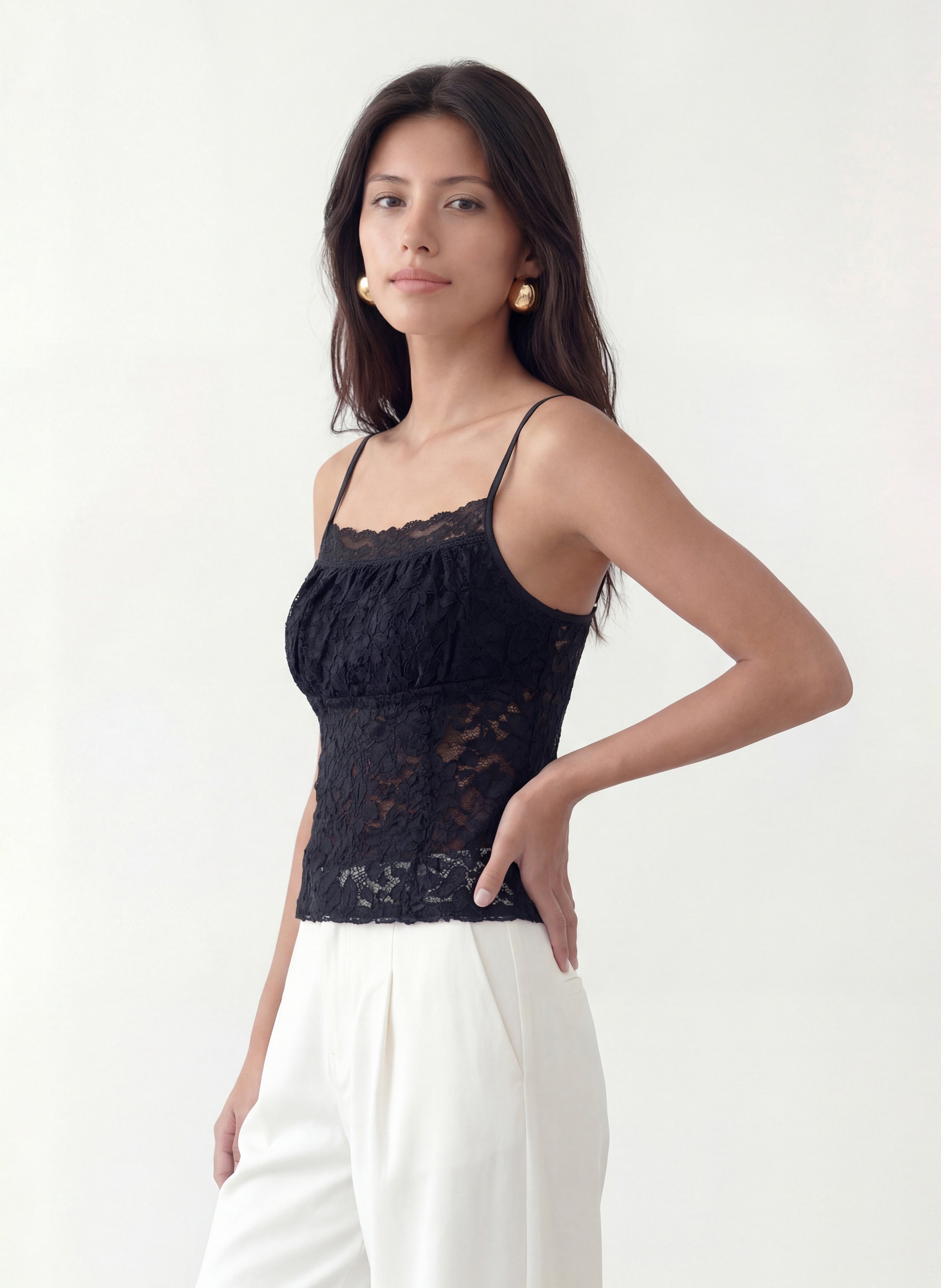 Fitted lace tank top KOOKAI Black