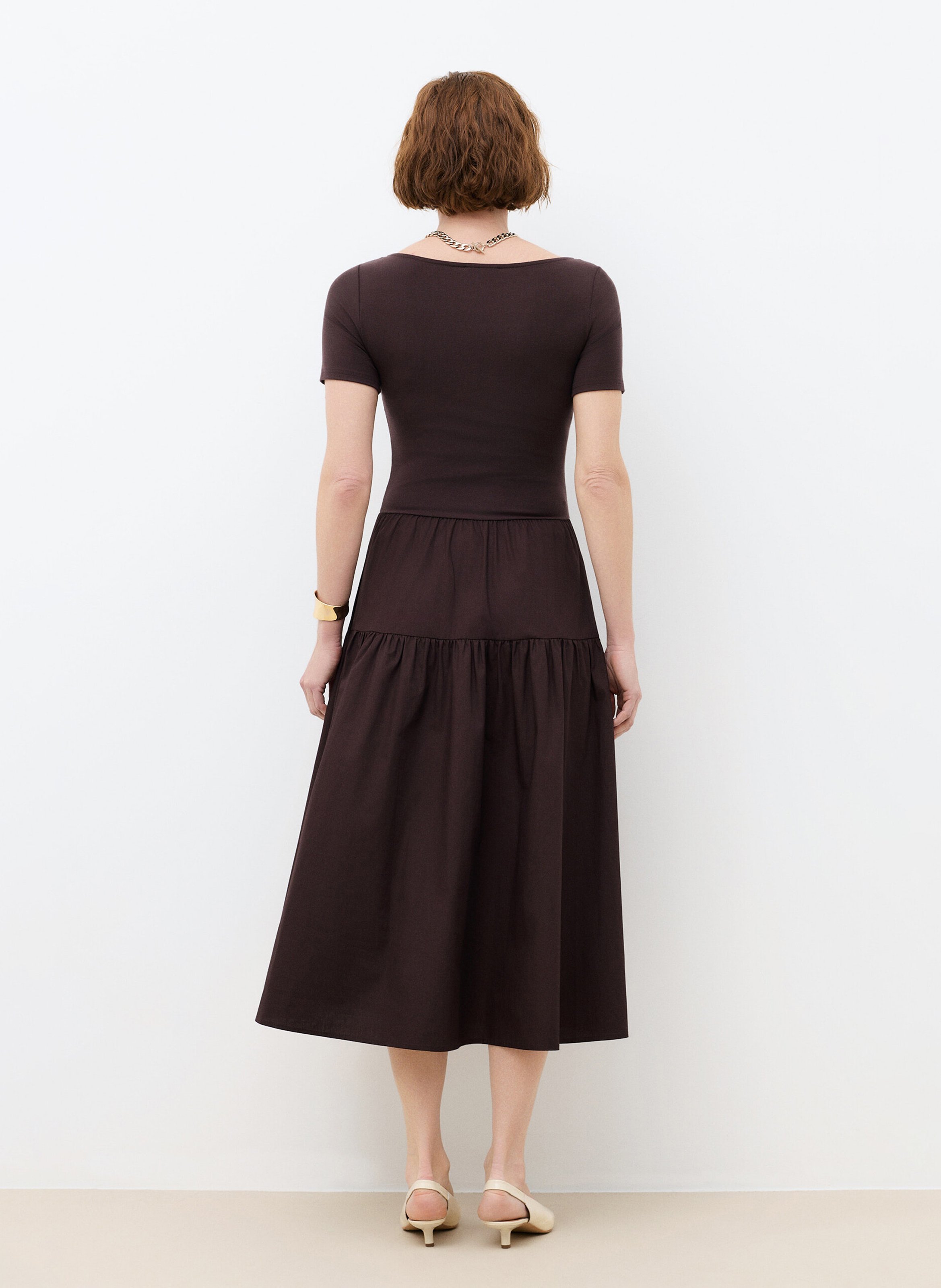 Robe midi col bateau CAROLL Marron