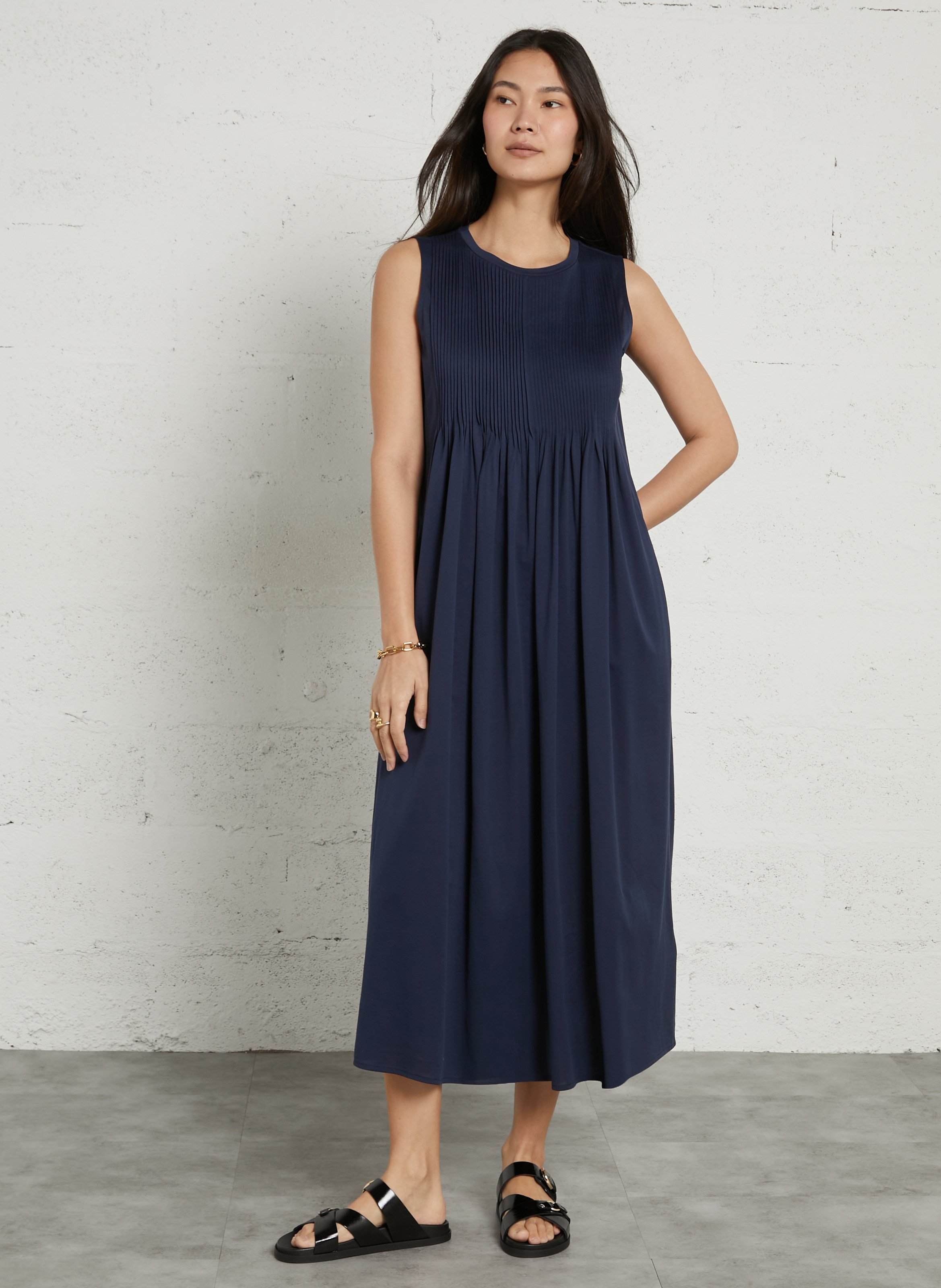 Flowy Sleeveless Solid Maxi Dress MAX MARA WEEK END Blue