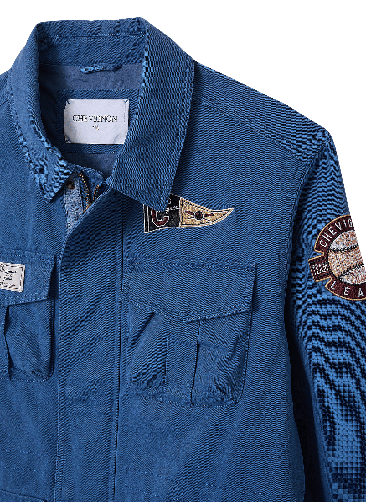 Blouson droit col classique en coton CHEVIGNON Bleu
