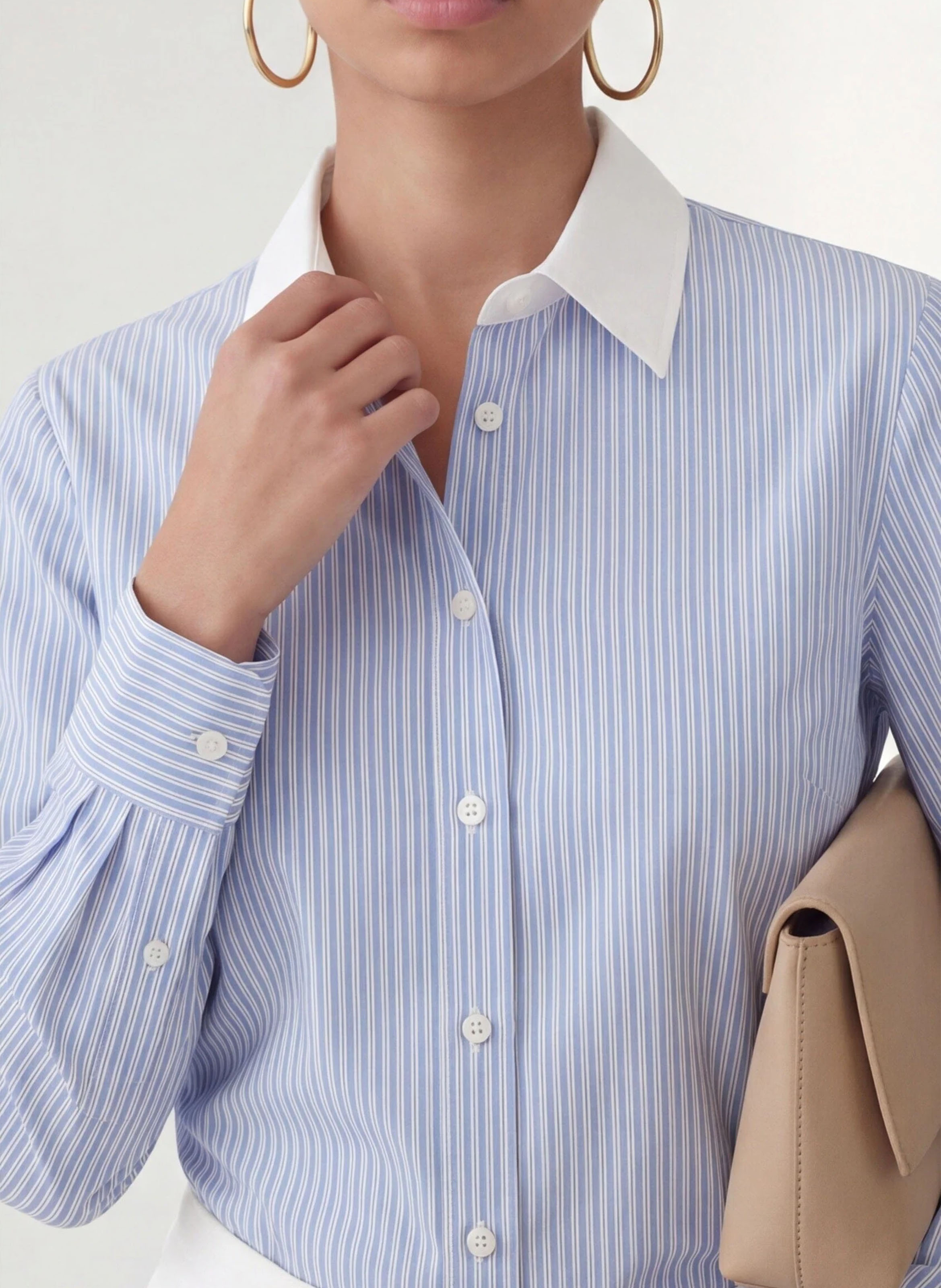 Chemise droite col classique en coton rayé KOOKAI Bleu