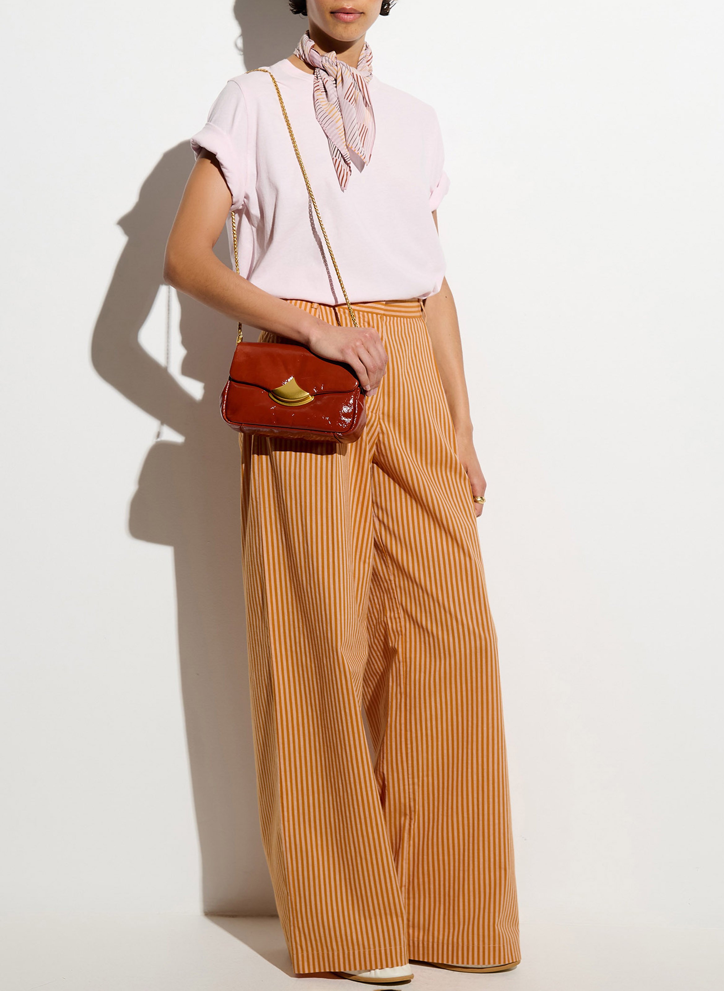Wijde gestreepte pantalon SESSUN Oranje