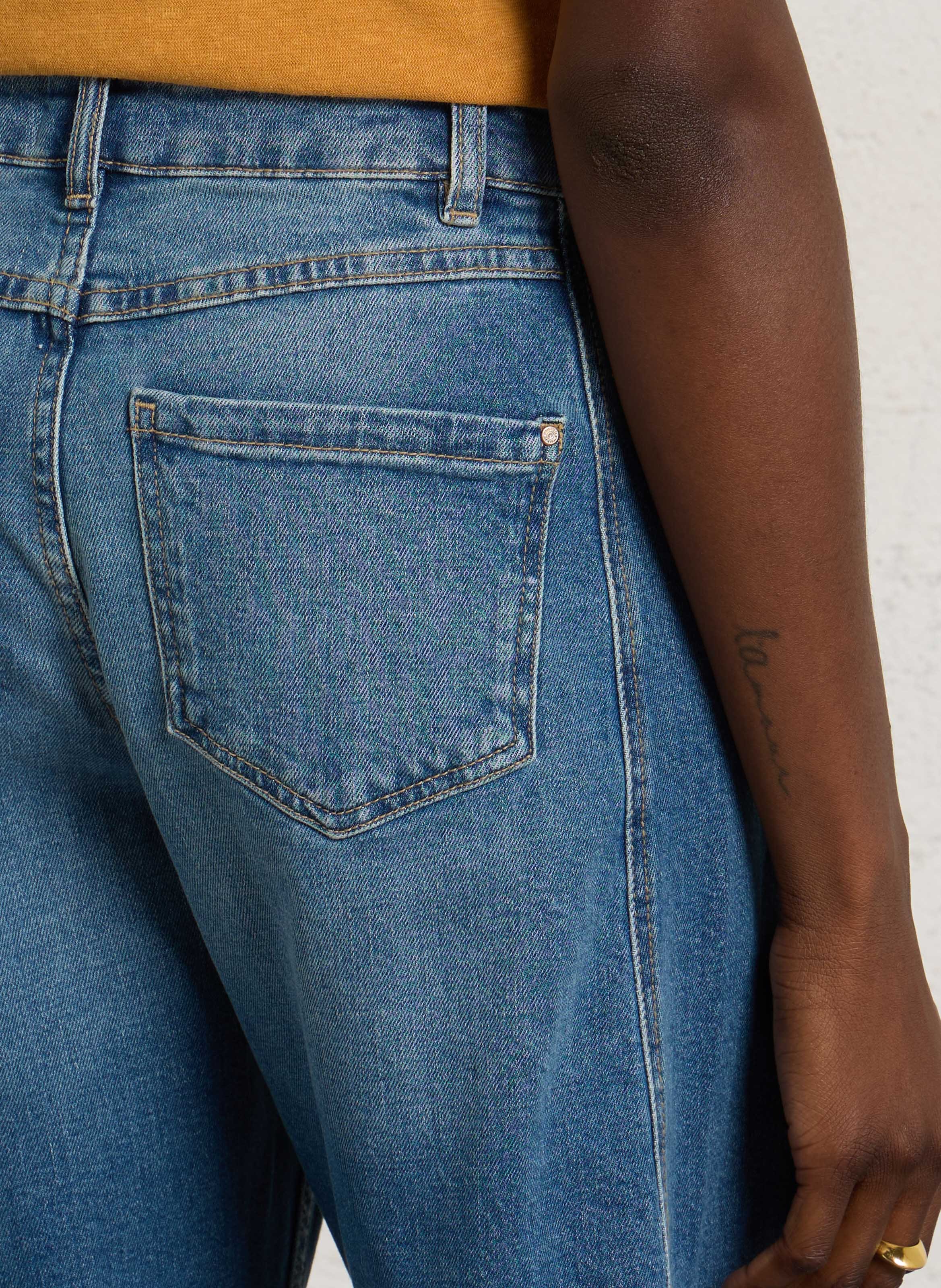 Hoge taille ballonjeans in effen kleur MAISON 123 Blauw