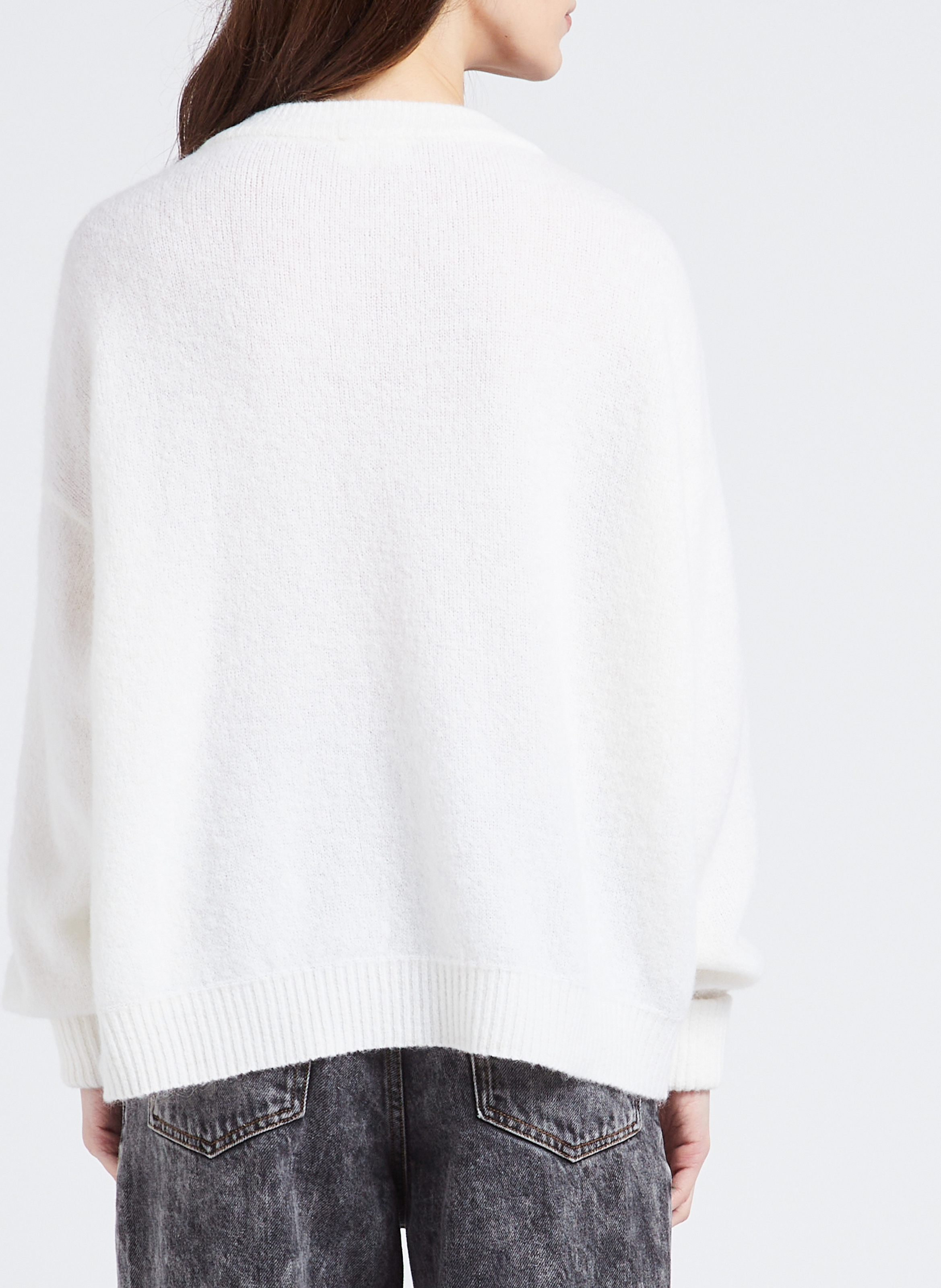 Loose-fit round-neck wool-blend jumper AMERICAN VINTAGE White