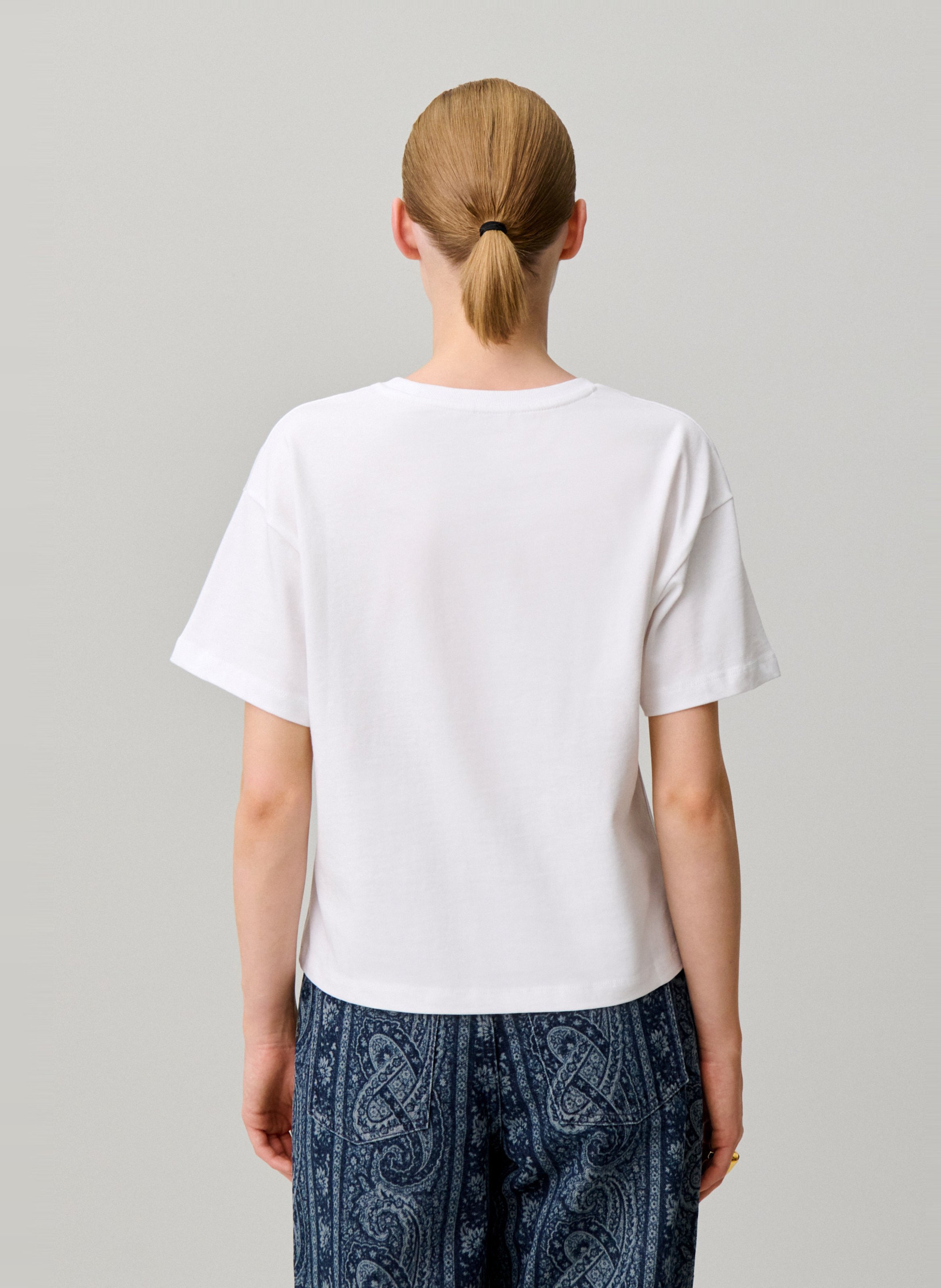Tee-shirt col rond en coton CLAUDIE PIERLOT Beige