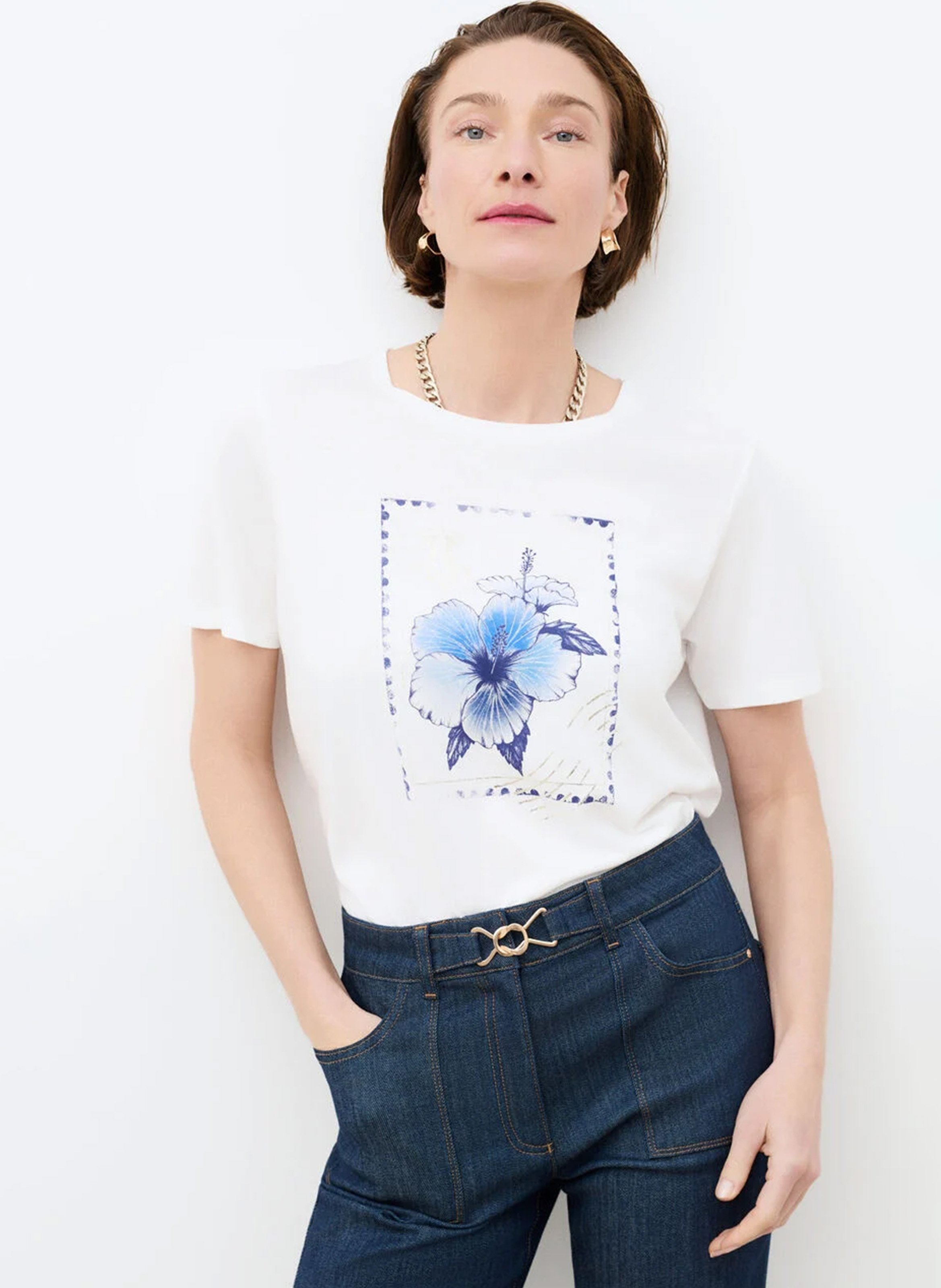 Gestreept T-shirt in marinelook met lange mouwen CAROLL Blauw