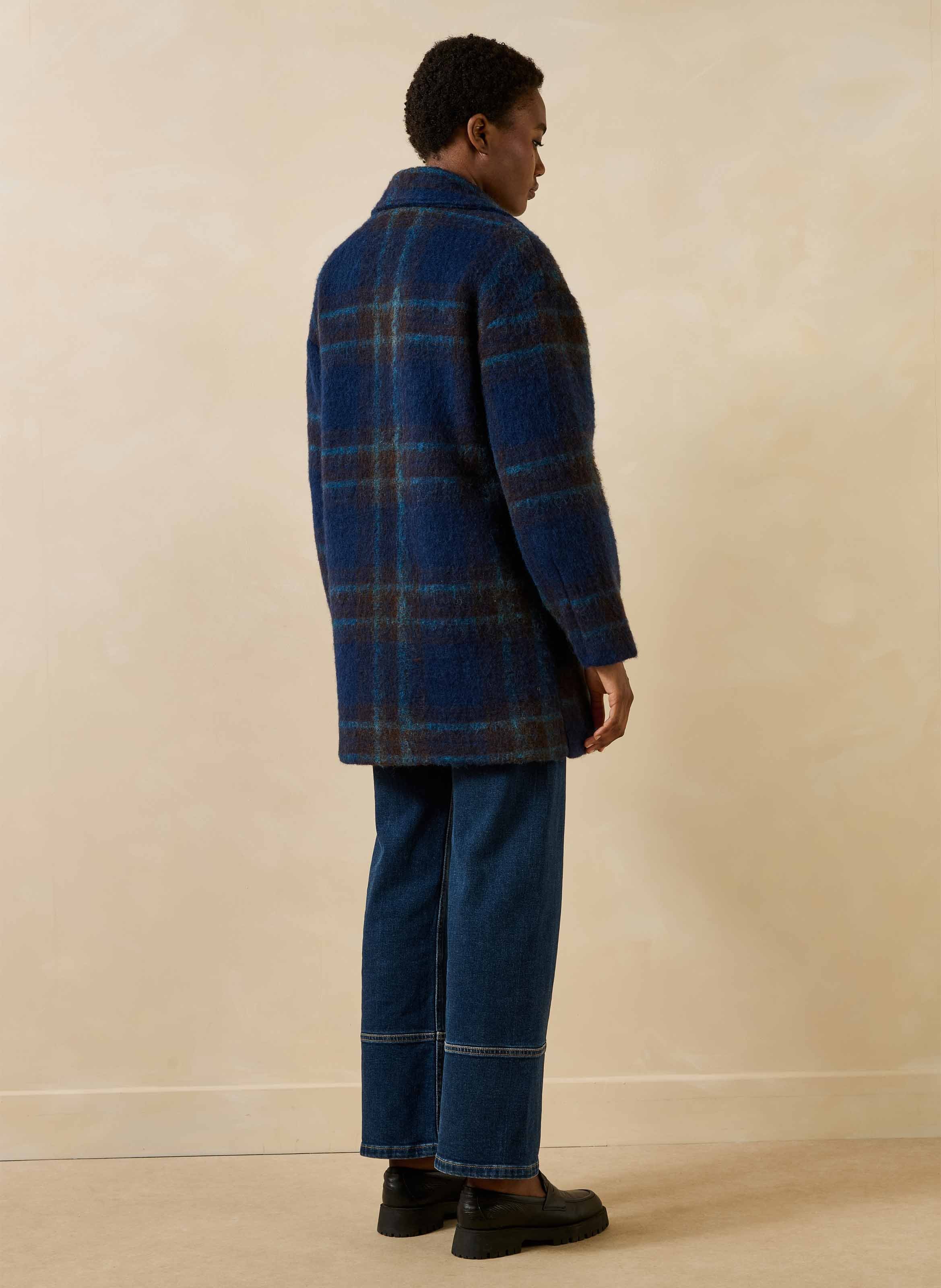 Manteau oversize en laine mélangée LA FEE MARABOUTEE Bleu