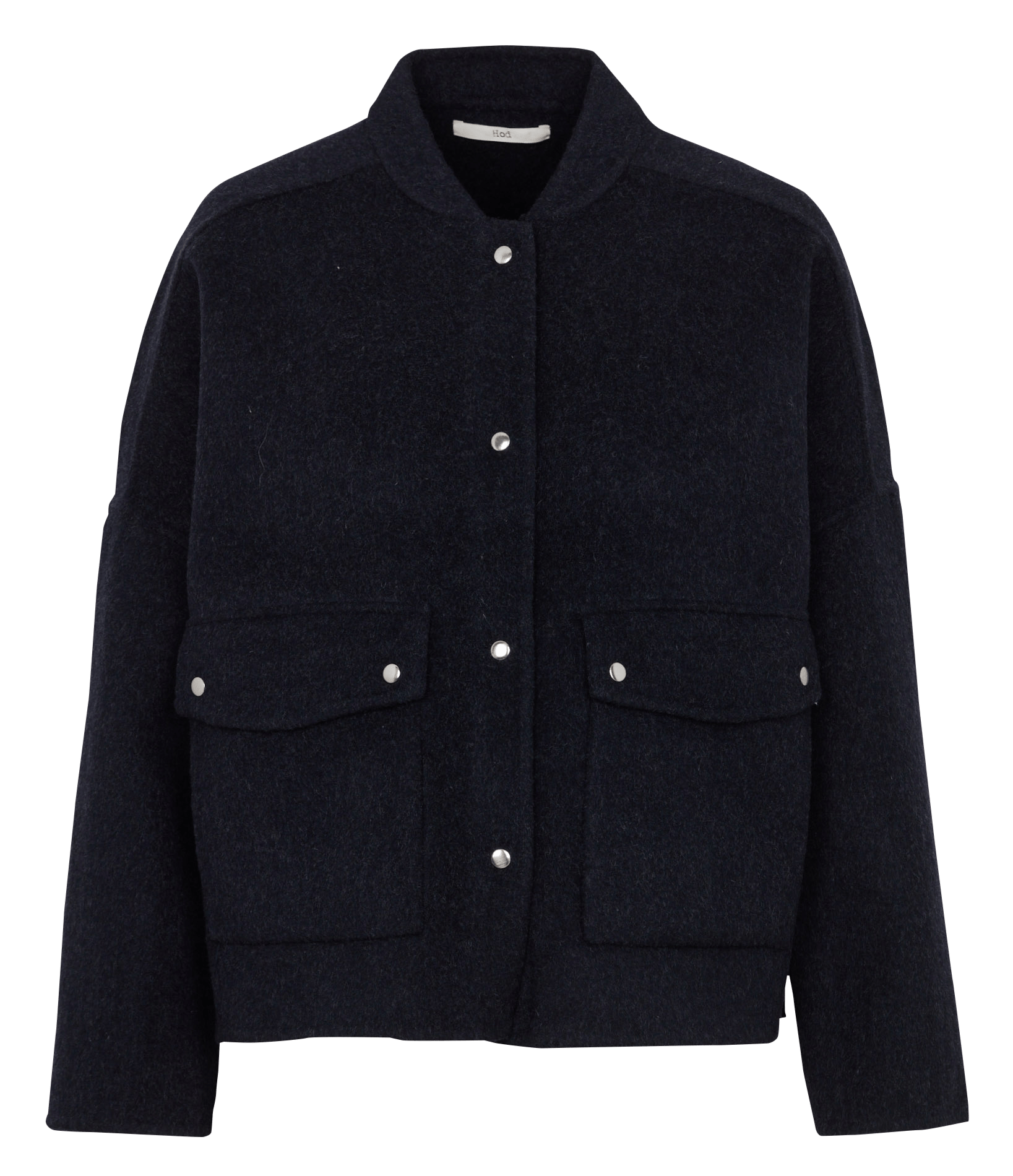 Straight wool blend jacket with high collar HOD PARIS Blue