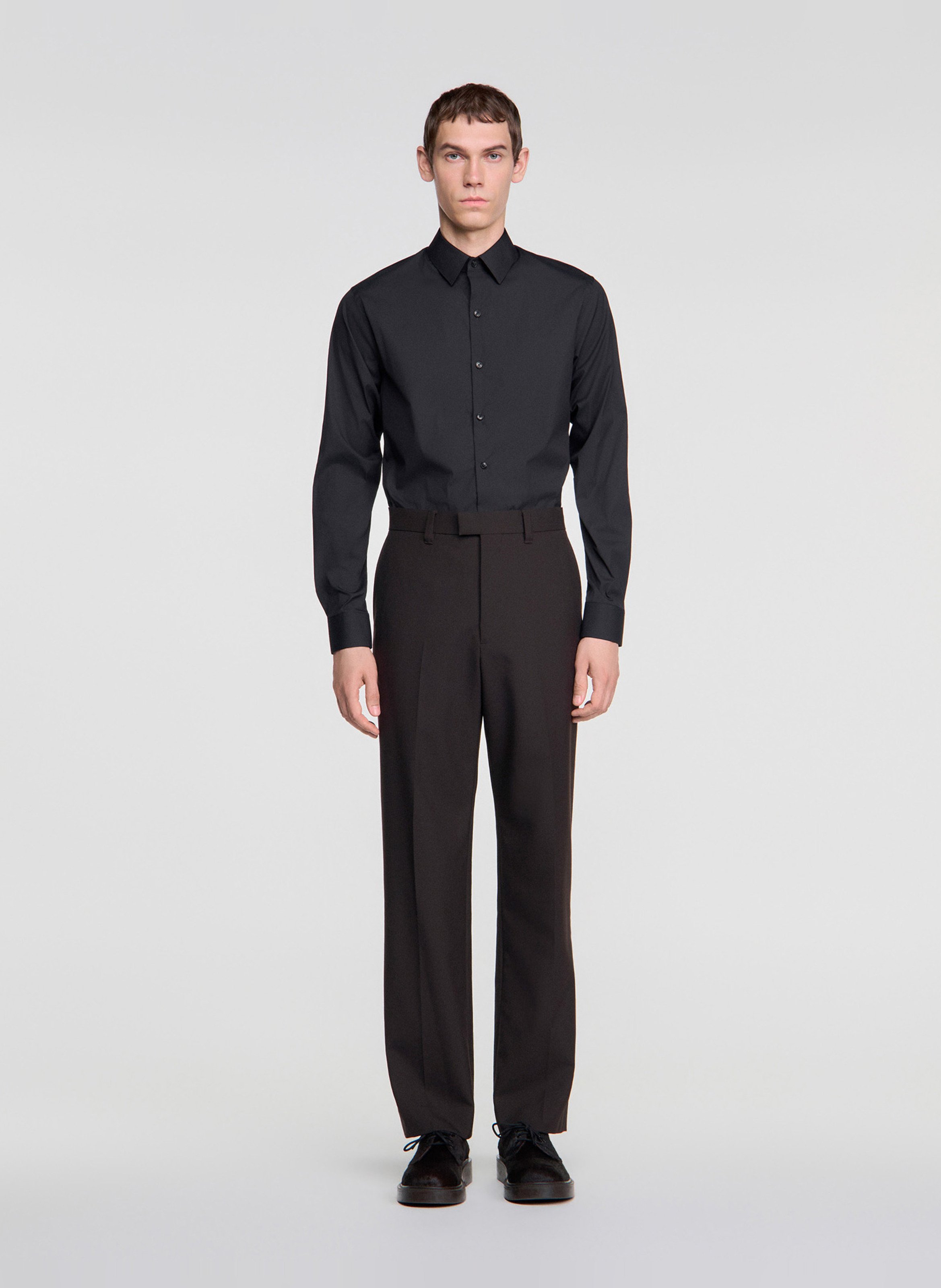 Pantalon de costume en laine mélangée SANDRO Marron