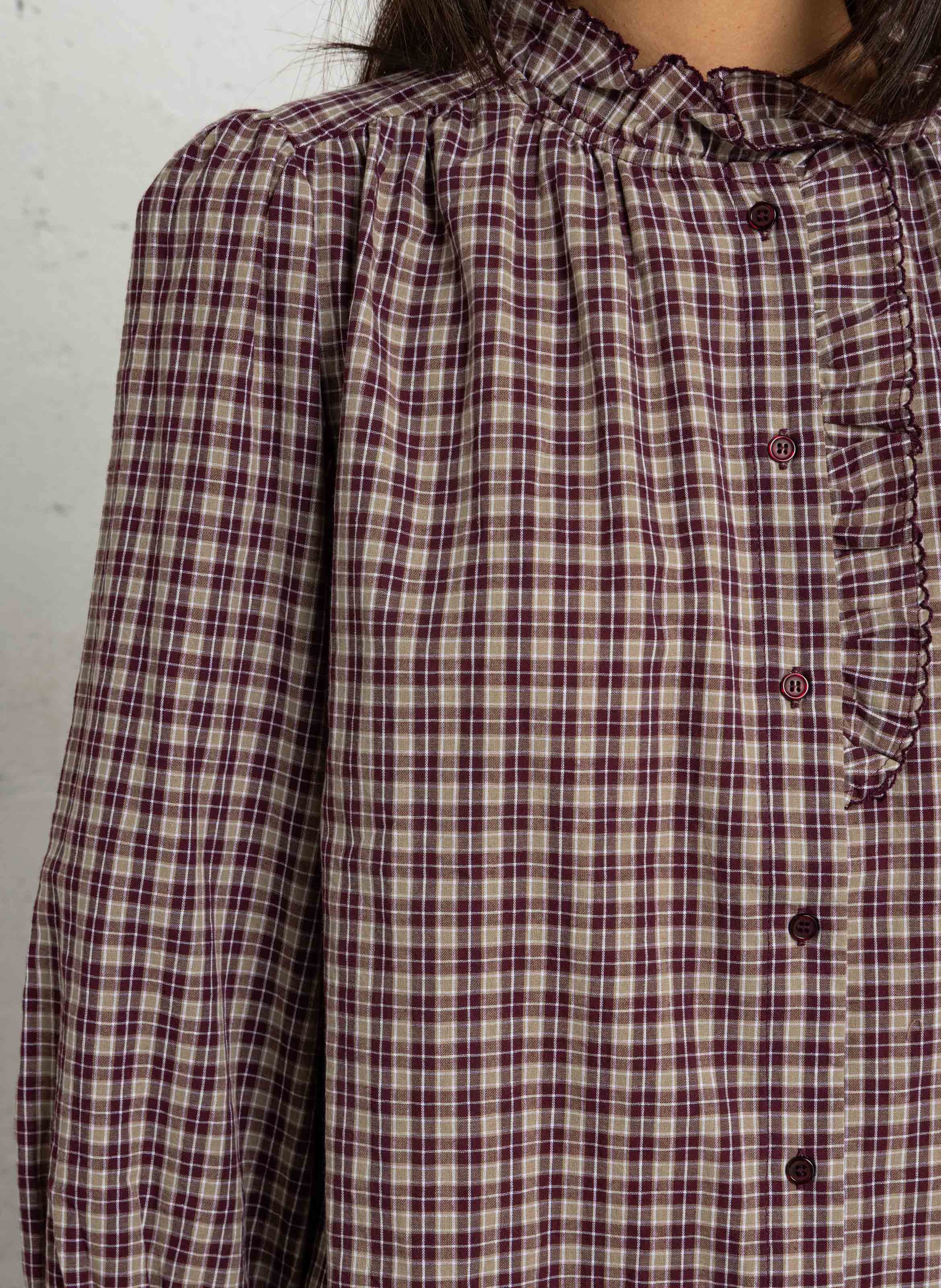 Chemise col à volant en coton SEE U SOON Violet