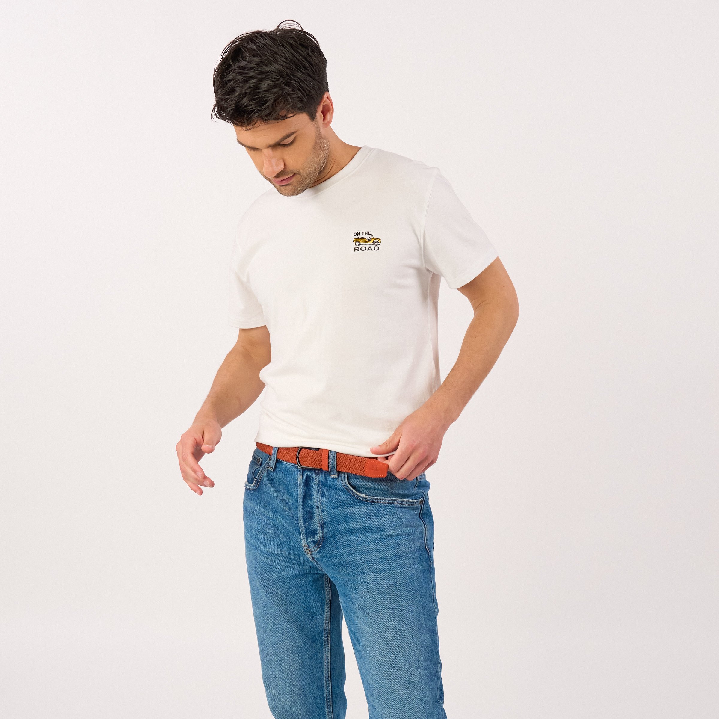 Braided plain suede belt BILLYBELT Orange