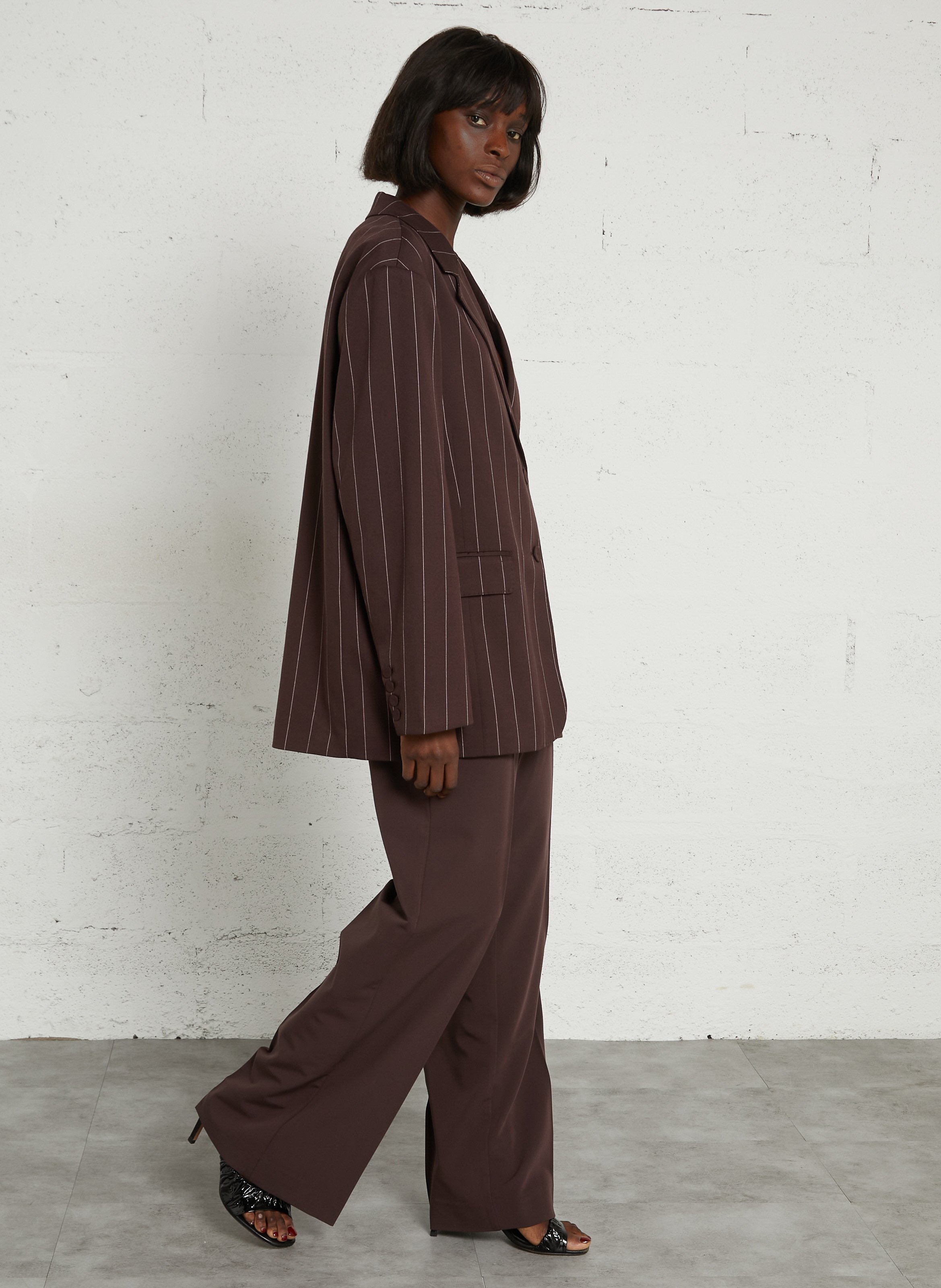 Striped blazer with tailored collar FABIENNE CHAPOT Brown