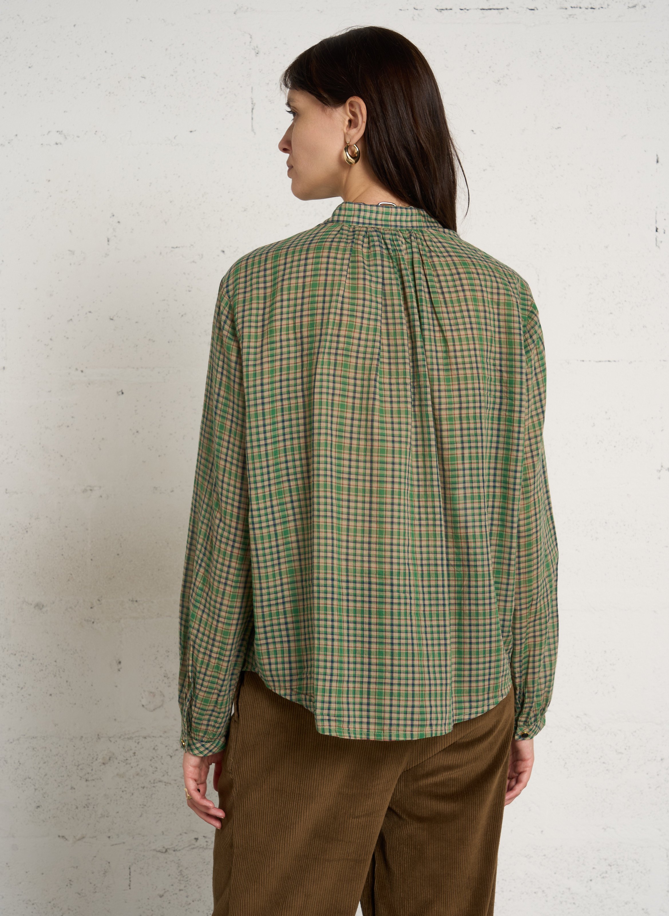 Geruite, katoenen blouse LEON & HARPER Groen